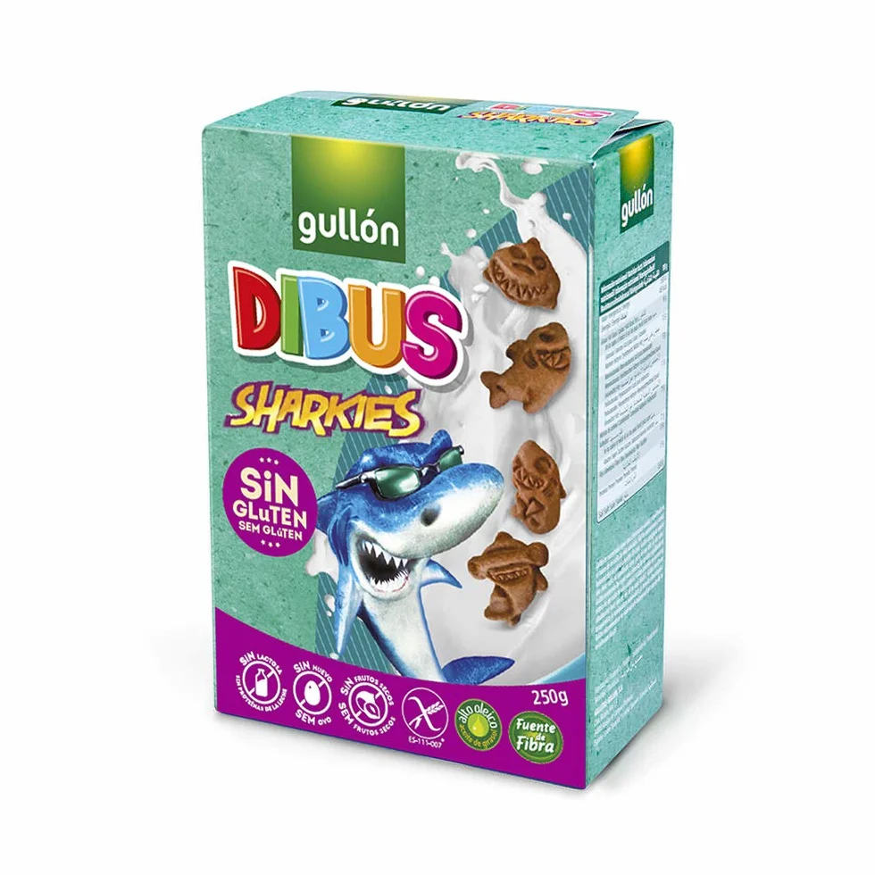 Gullón Galletas Sin Gluten Mini Dibus Sharkies 250G - [PACK 12 Uds] Total: 3kg