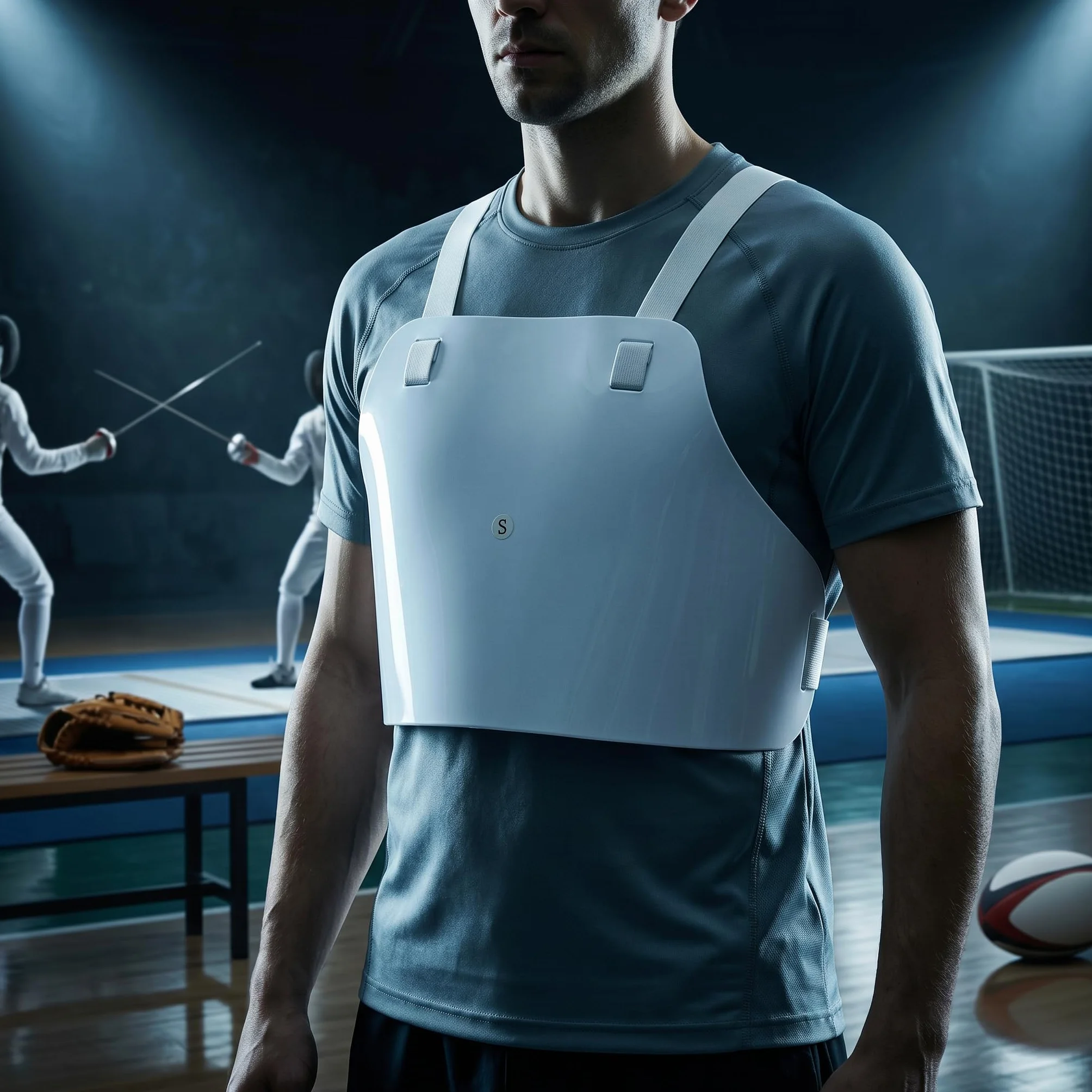 Tbest Protector de Pecho de Esgrima, Correa Ajustable, Plastrón, para Fútbol, Béisbol, Rugby