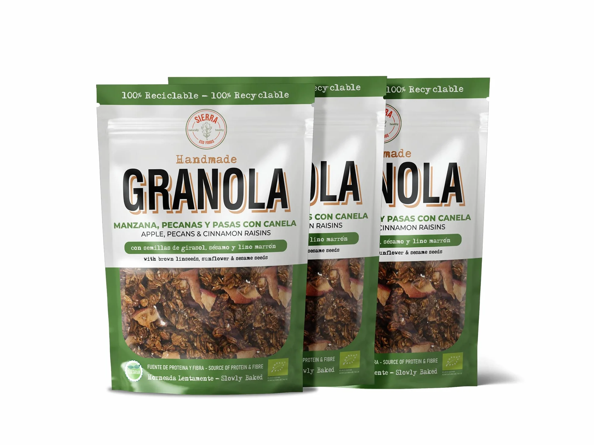 Granola de Manzana, Pecanas y Pasas con Canela (Pack: 3 x 300gr) Peso Total: 900gr