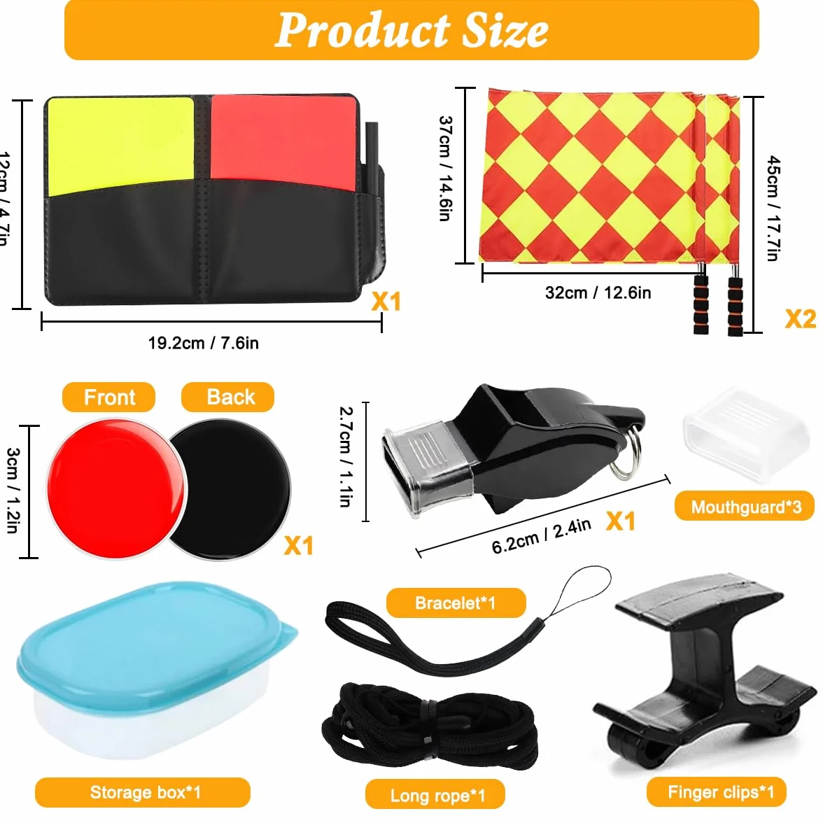 Kit de Tarjetas de Árbitro de Deportes, Rojas y Amarillas, Silbato, Banderas para Fútbol Escolar