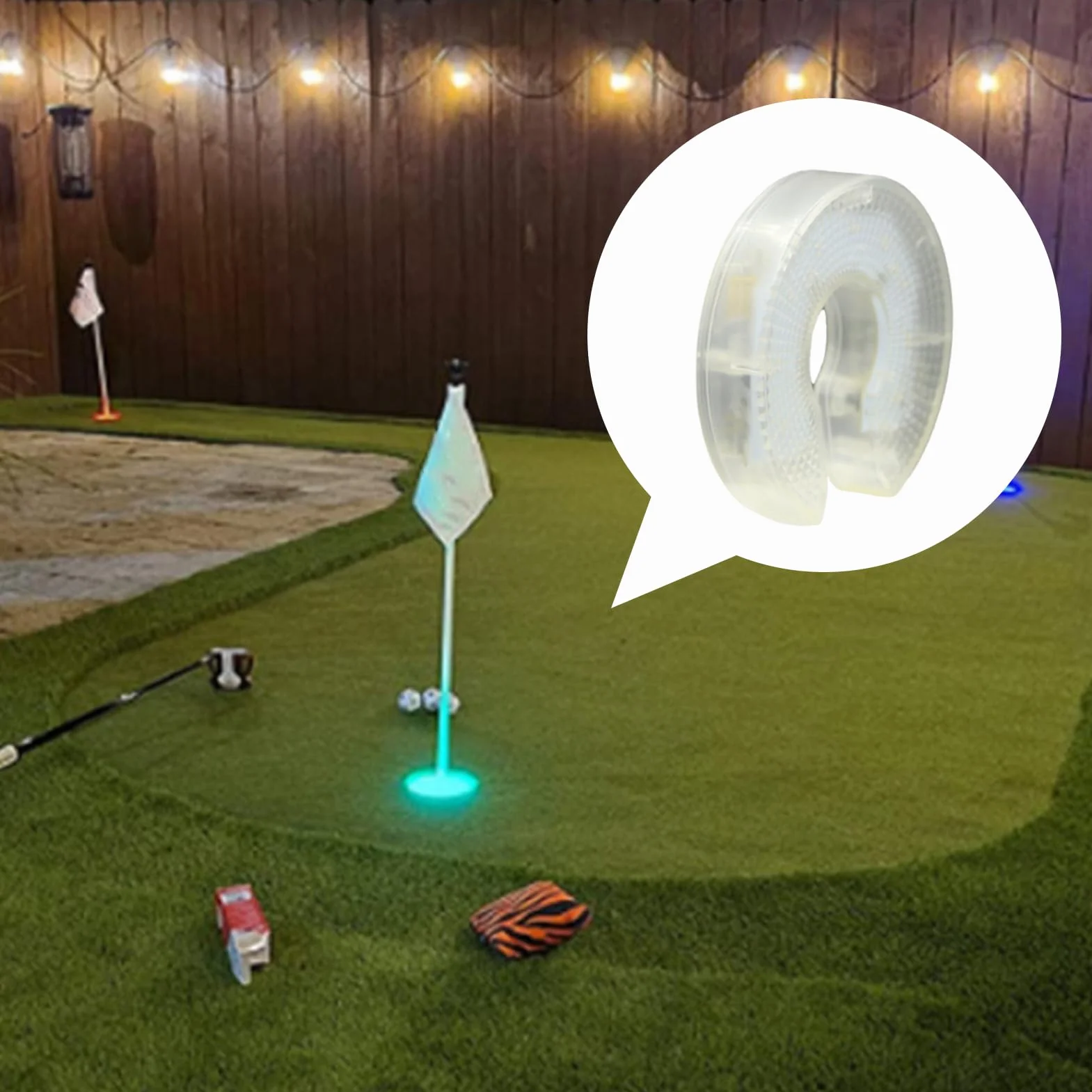 Luces LED de agujero de golf, lámpara de copa, policarbonato ABS, iluminación multicolor, herramienta de práctica nocturna para fiestas