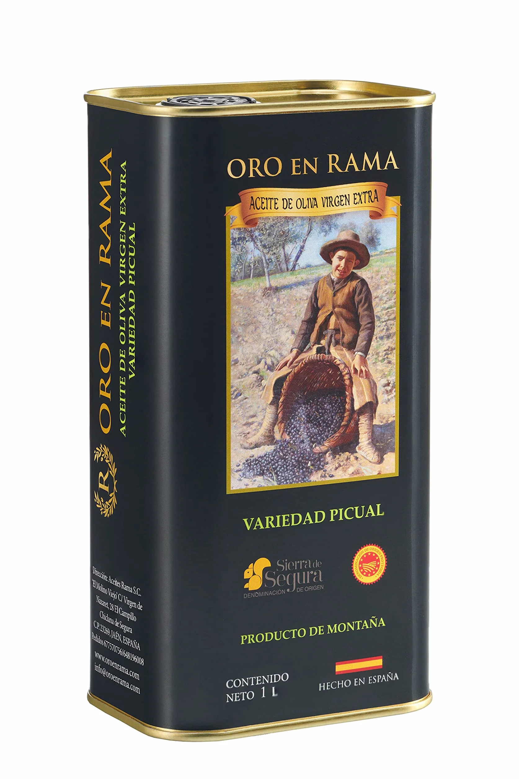 ORO EN RAMA | Aceite de Oliva Virgen Extra 100% Picual de Jaén | AOVE Premium de Primera Extracción en Frío | Aceite de olivar tradicional de montaña | DOP Sierra de Segura | NUEVA COSECHA 25/26 | 1L.