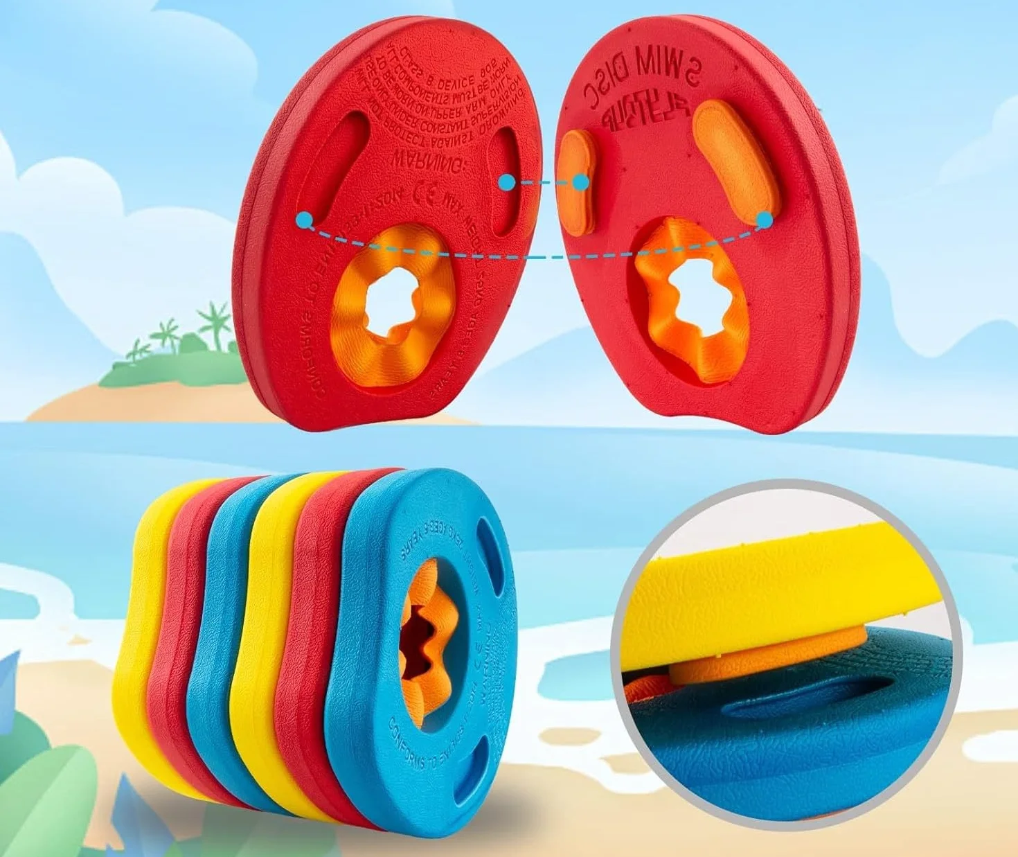 Manguitos Evolutivos Discos para Bebés y Niños - Manguitos de Natación Ajustables de Goma Eva