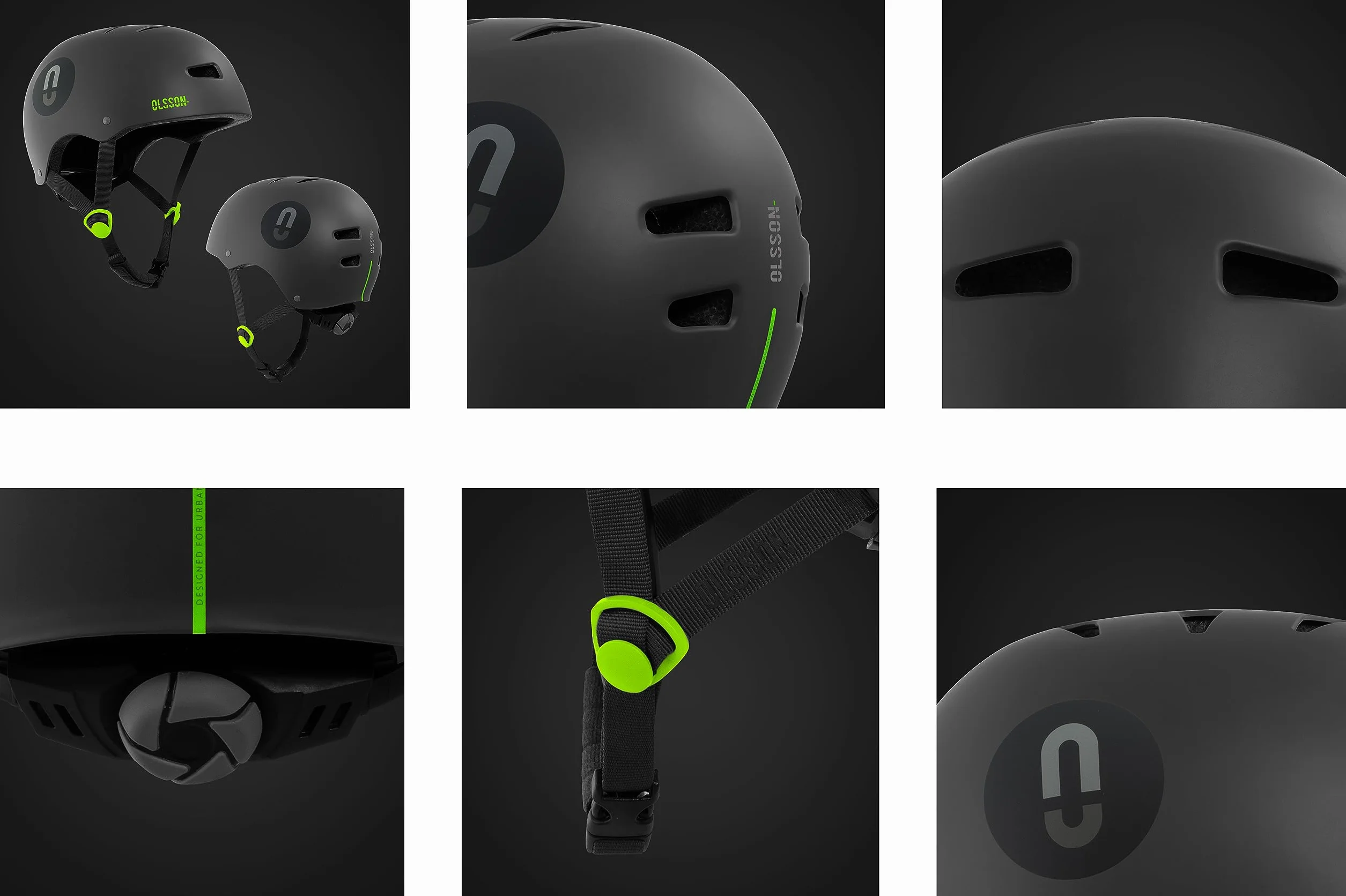 OLSSON Casco Urban Rider Ajustable Homologado Resistente Impactos 360º Forro Desmontable Ventilación Antracita M/L