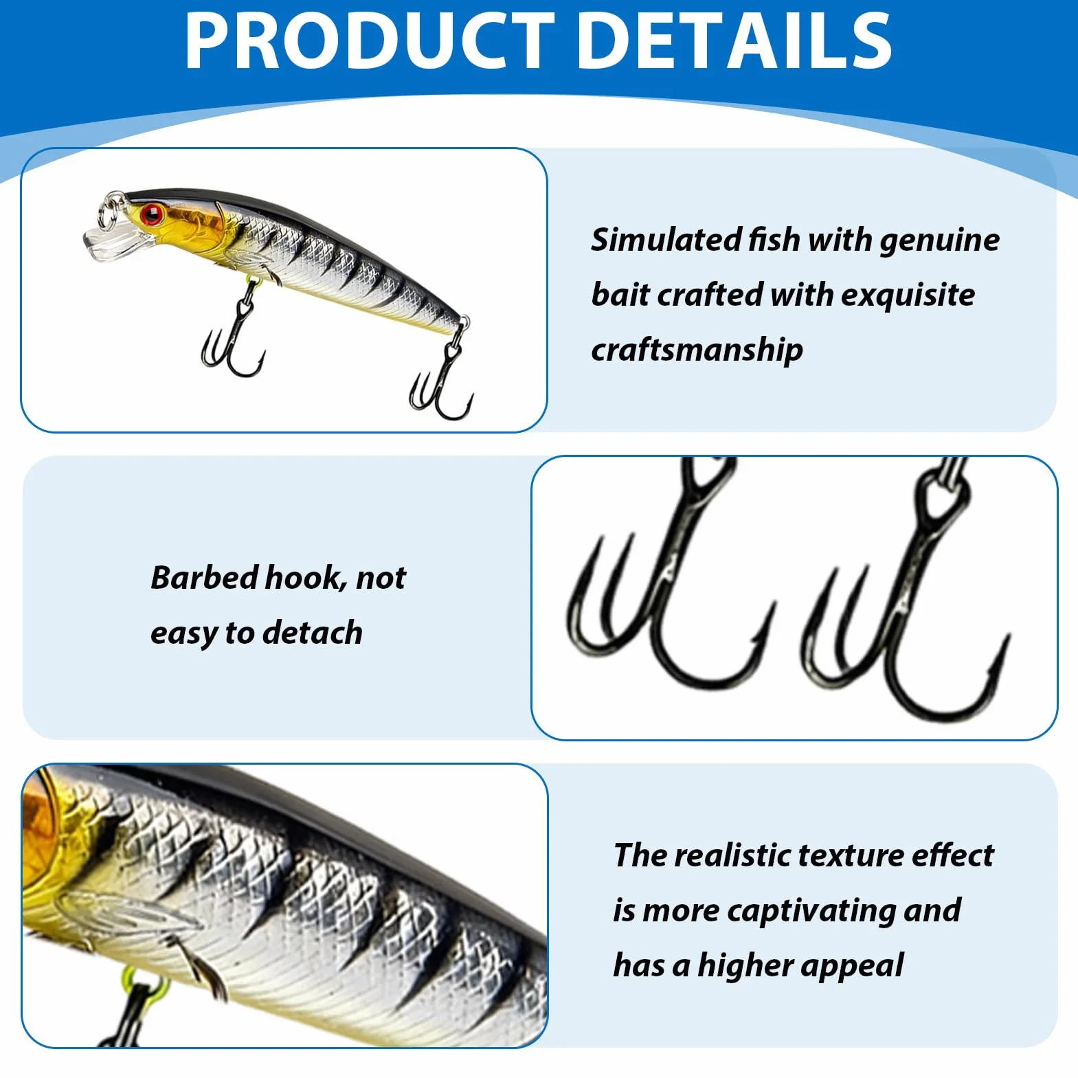 Señuelos de Pesca Spinning para Trucha, Perca, Lucio, Lubina - Cebo para Pesca Marina y Agua Dulce, 6 Piezas