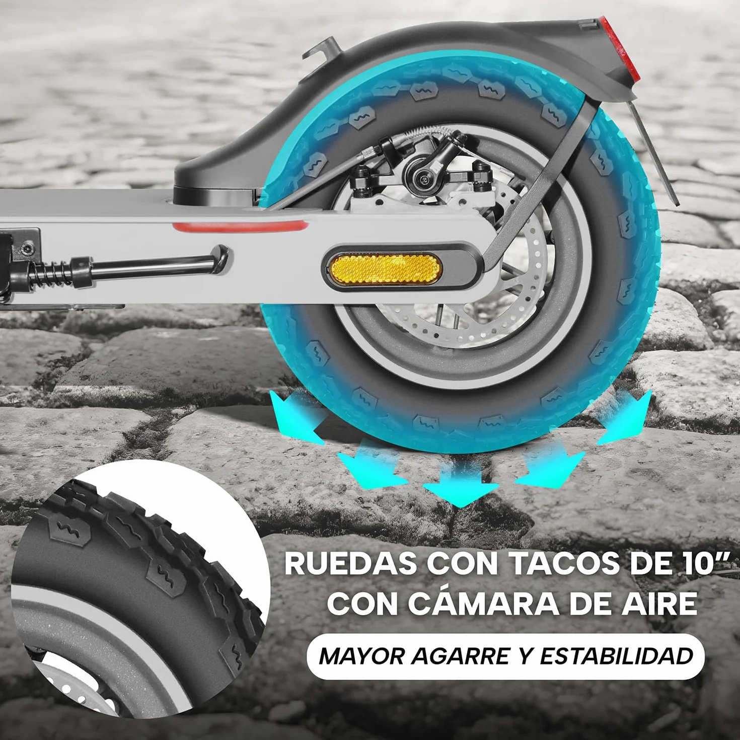 ZWHEEL ZFOX Plus Patinete Eléctrico Adultos Homologado DGT 300-600W 35km Autonomía Ruedas Mixtas 10" Aire Frenos Disco