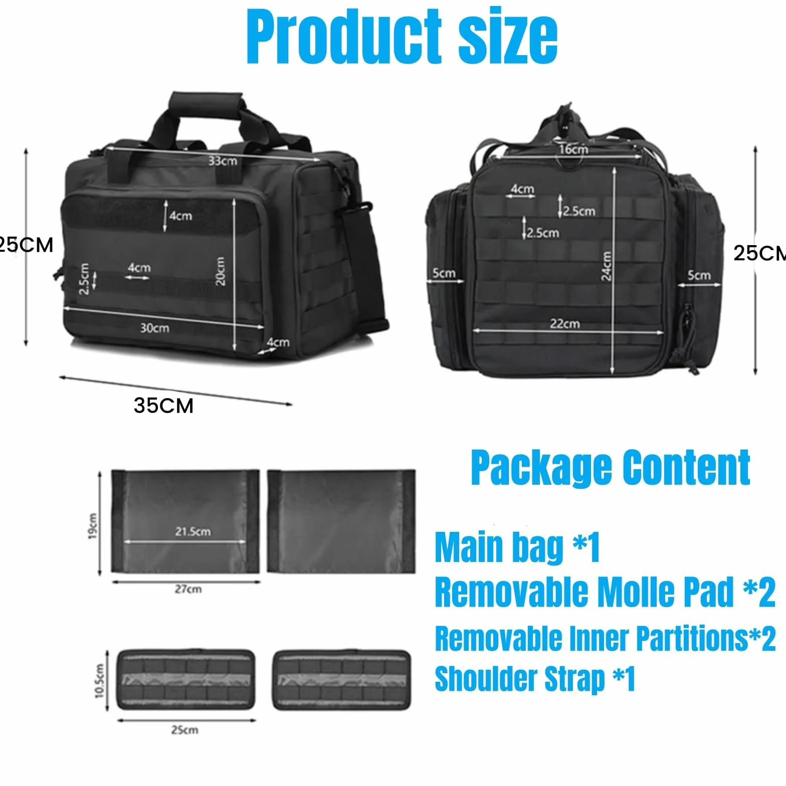 Peminkoo Bolsa de Tiro con Pistola táctica Sistema Molle Accesorios de Caza Mochila de Hombro