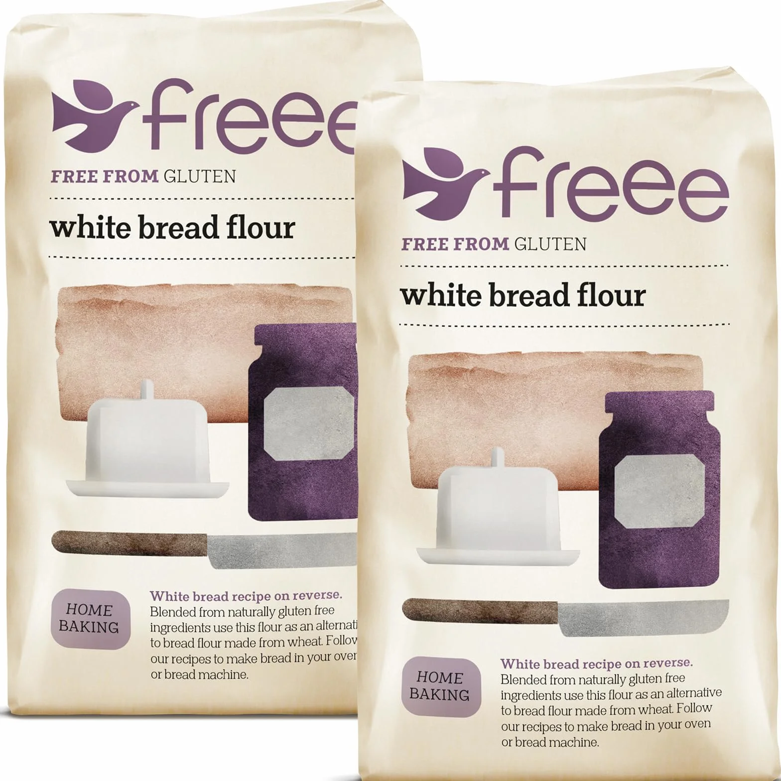 Doves Farm Gluten De La Harina Y Mezcla El Pan Blanco De Trigo Libre (1Kg) (Paquete de 2)