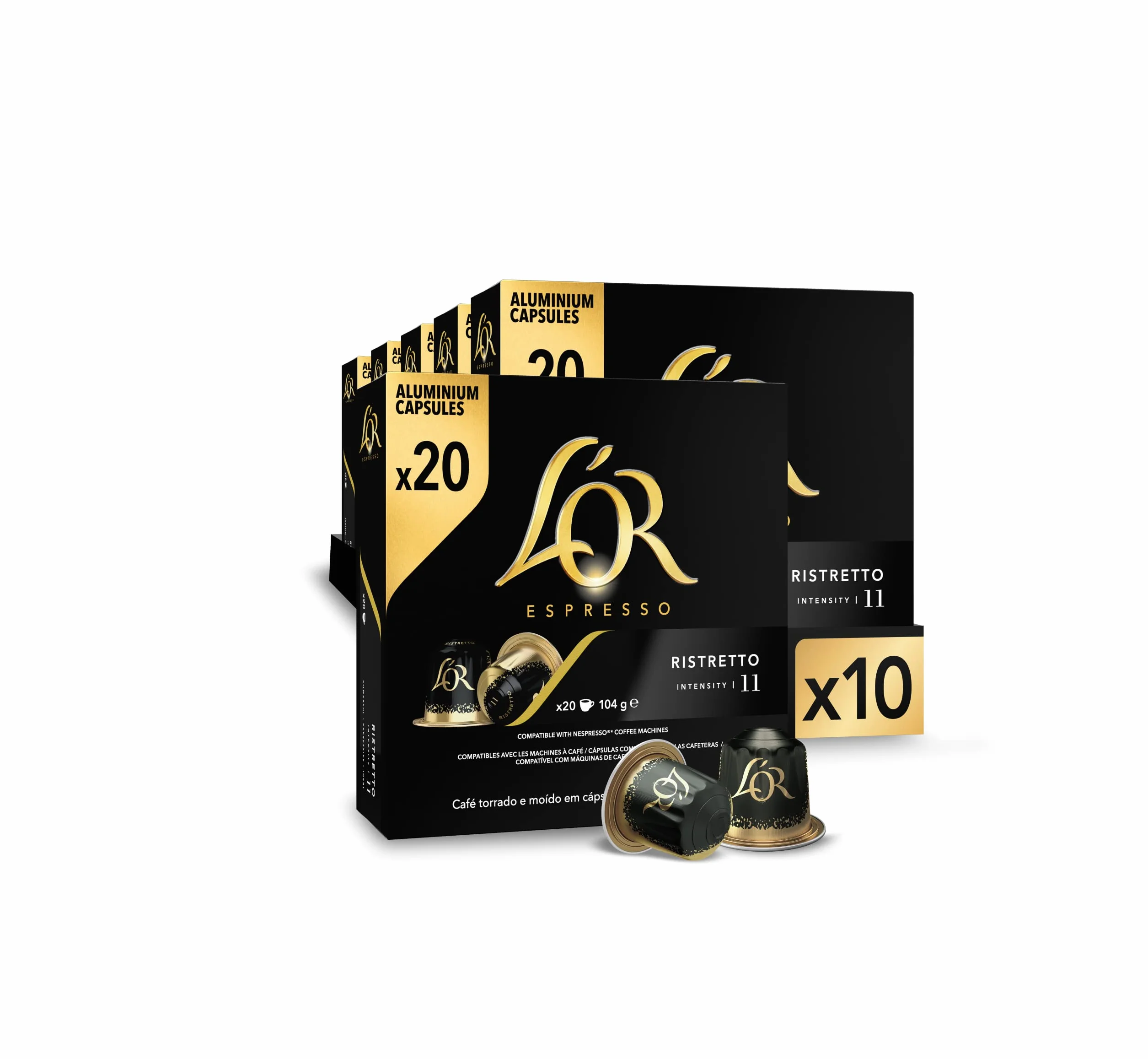 L'OR Espresso Cápsulas de Café Ristretto | Intensidad 11 | 200 Cápsulas Compatibles Nespresso (R)