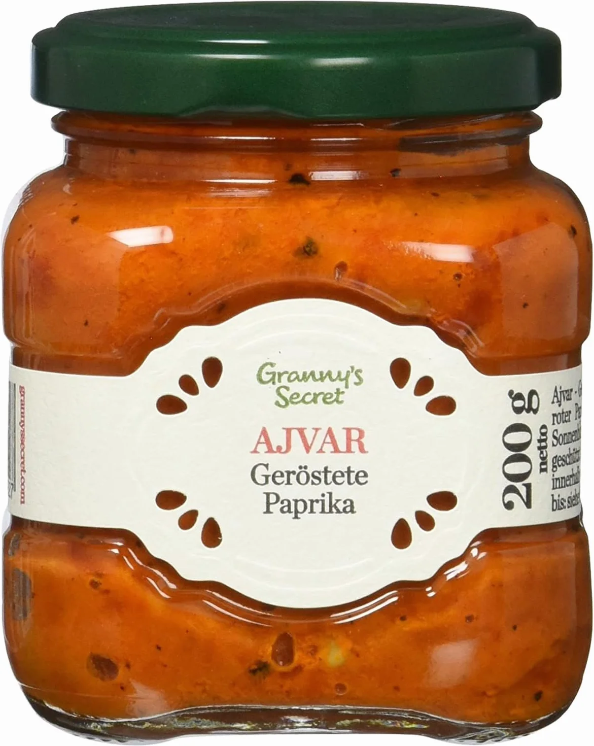 Granny's Secret Ajvar, pimientos asados, pimientos asados ​​con chile, pimientos asados ​​con tomates y chiles, paquete de 3 (3x200g)