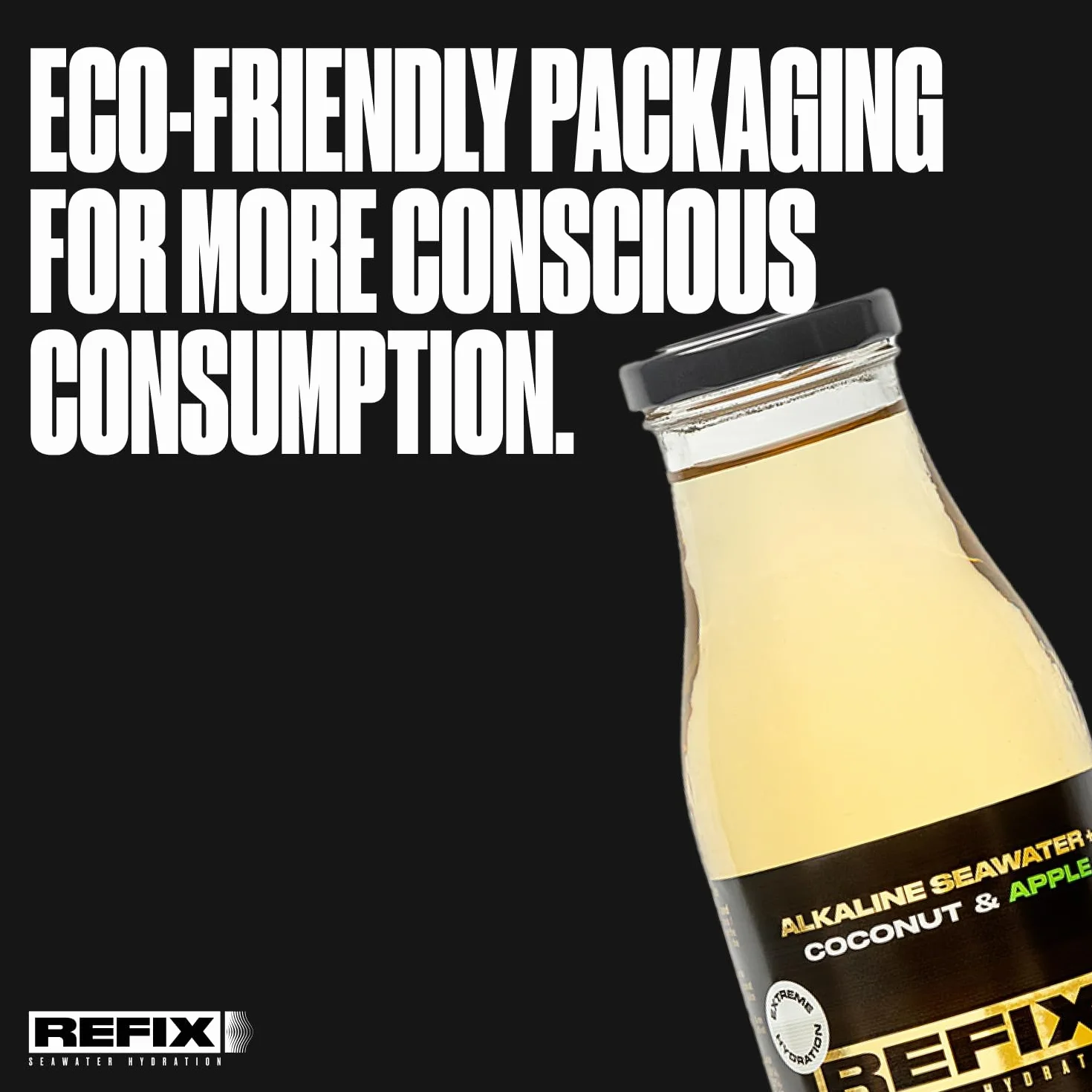 Bebida de recuperación REFIX - A base de agua de mar y agua de coco, baja en calorías, orgánica, sin azúcar añadido, vegana, minerales naturales, sabor a coco y piña, paquete de 12 botellas.