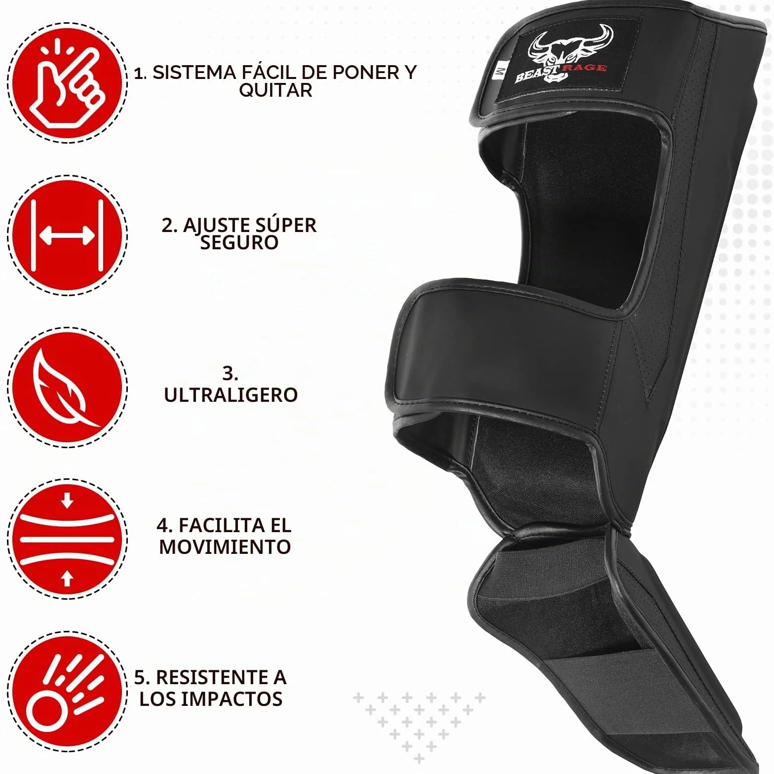 BEAST RAGE Espinilleras Kickboxing Muay Thai MMA Protector Piernas Empeine Entrenamiento