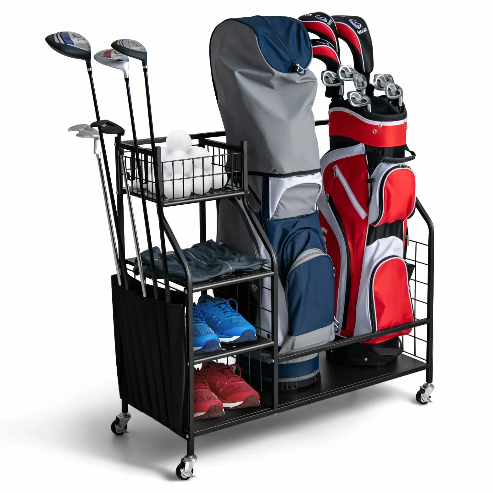 COSTWAY Estante de Almacenamiento para Bolsa de Golf con Ruedas Bloqueables
