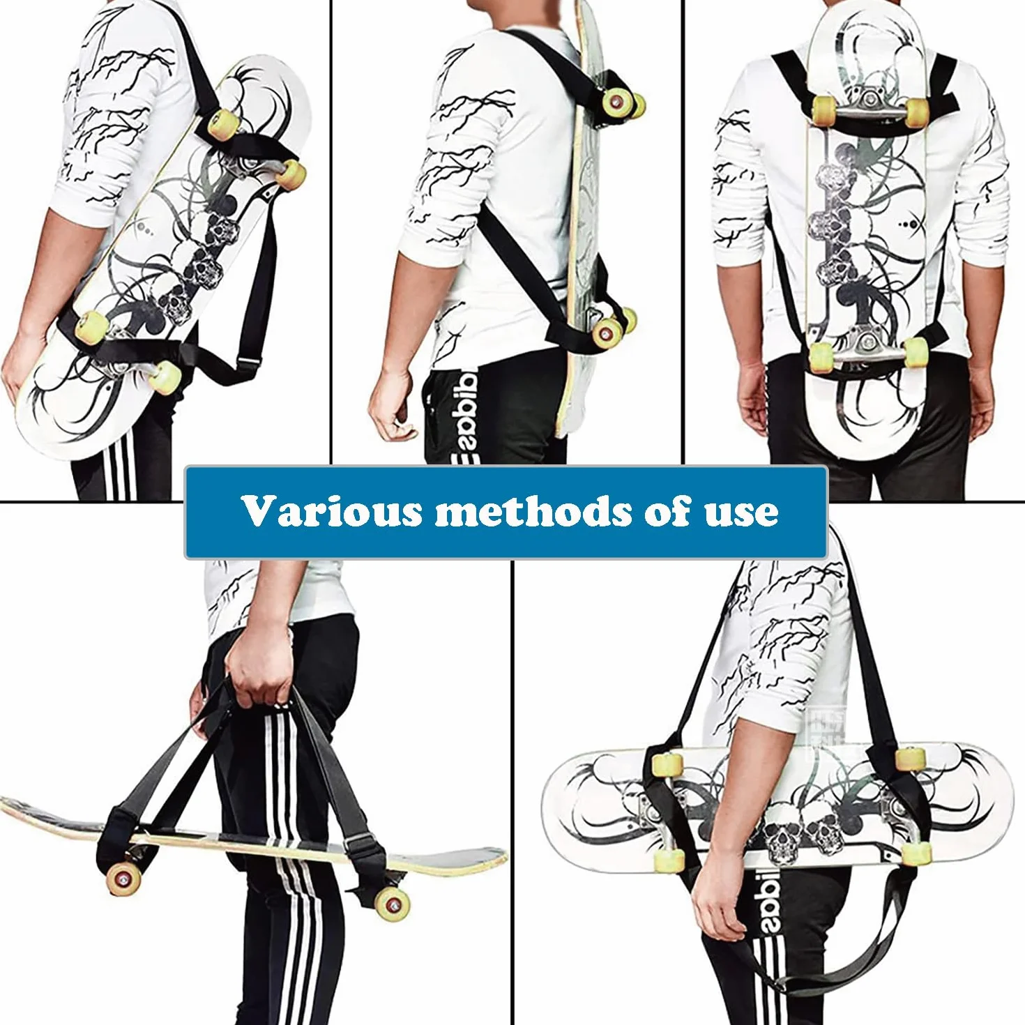 Bolsa Longboard Principiantes Correa Ajustable Mochila Snowboard Monopatín Hombro Skateboard
