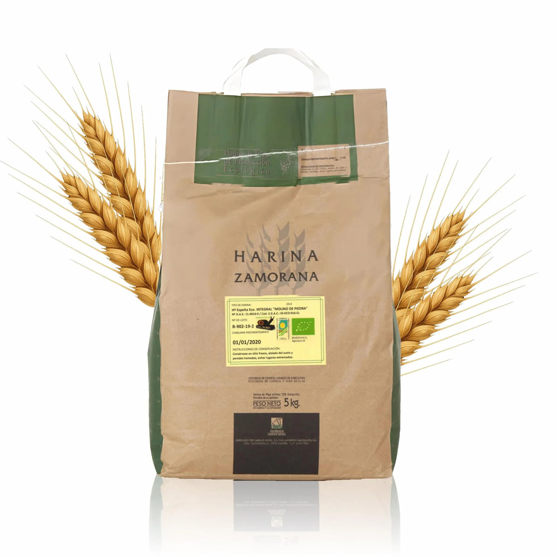 Harina De Espelta Integral Ecológica | 5 Kg | De Molino De Piedra | Para Pan Y Repostería | Harina Espelta 100% Natural | Favorece El Tránsito Intestinal | Fibra Alta Y Sabor Tradicional
