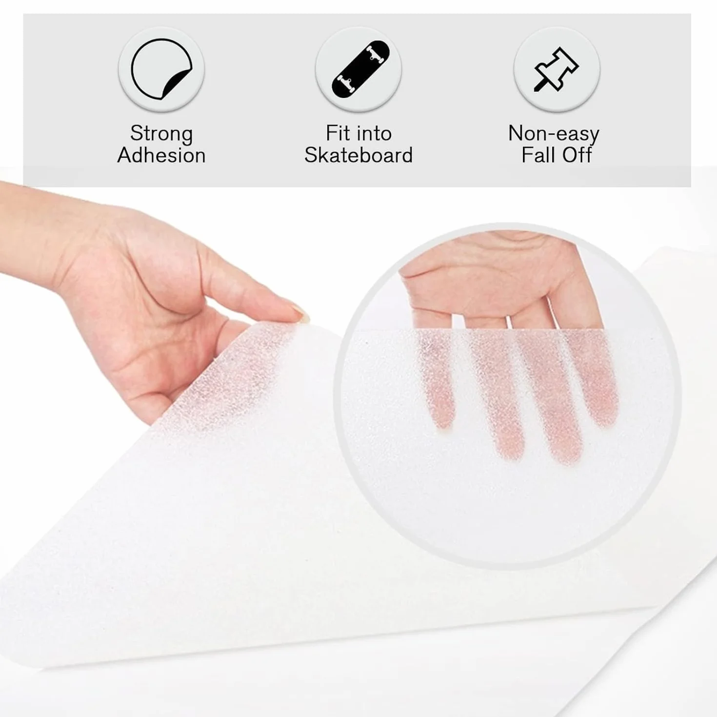Fyearfly Cinta de Agarre Transparente Impermeable para Monopatín Longboard Accesorio