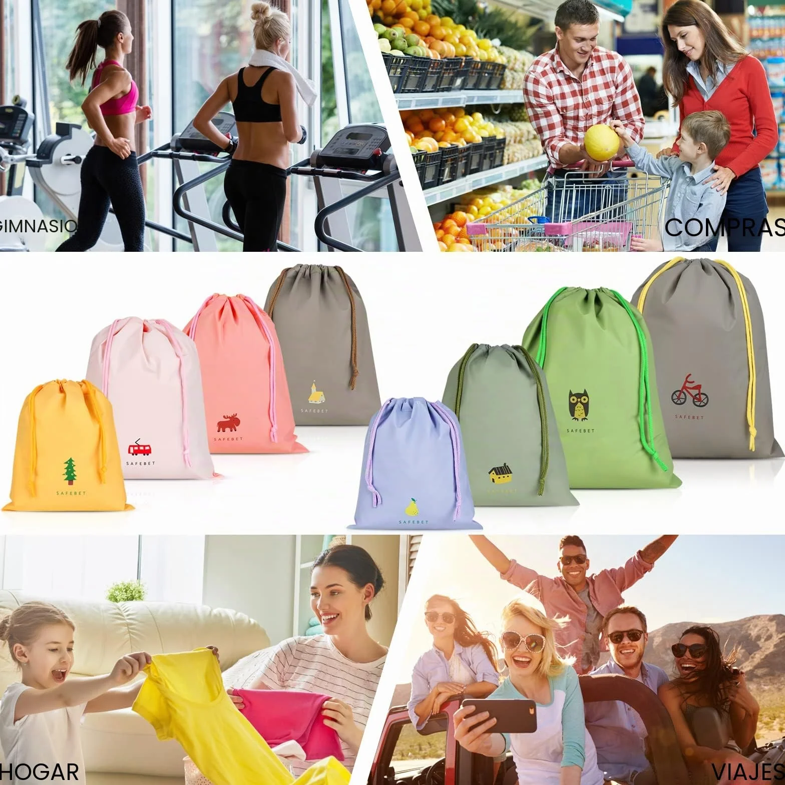 Annhao Bolsa Impermeable con Cordón, 10 Pcs Bolsas de Almacenamiento de Viaje para Ropa, Zapatos