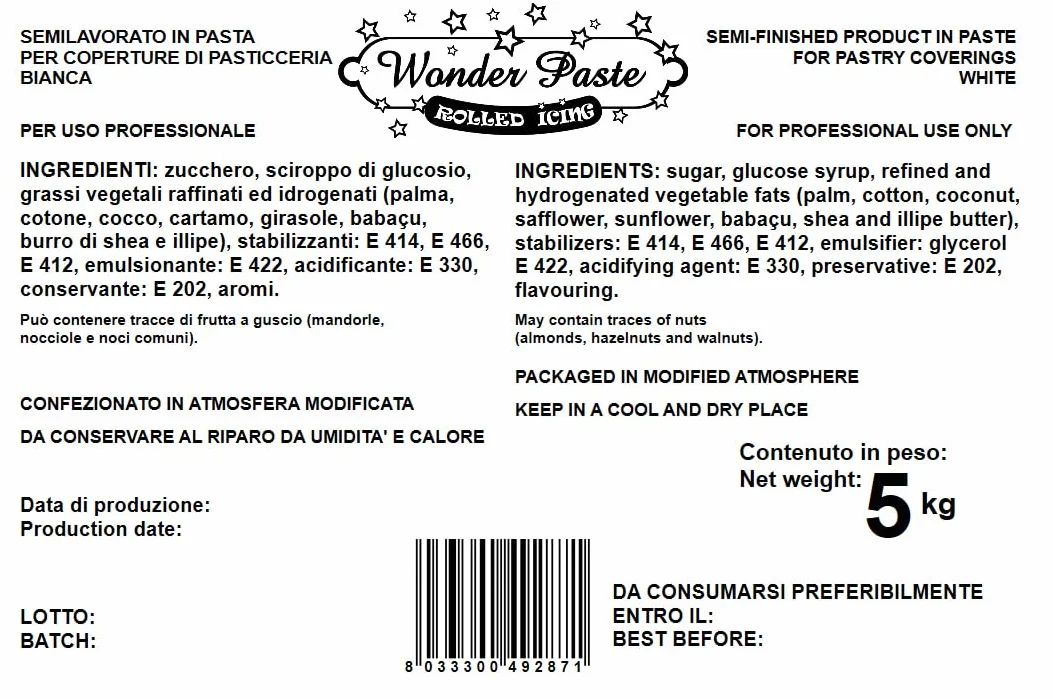LAPED Wonder Pasta de azúcar blanca 5 kg para cobertura