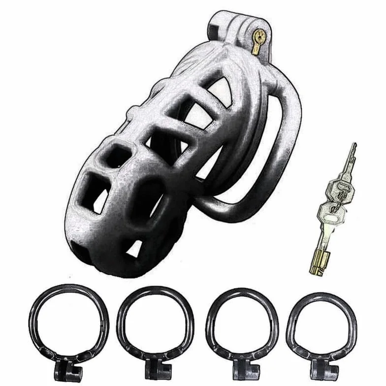 Black Plastic Fitness Protection Cage 100mm con 4 Tamaños de Anillos Diseño de Cerradura Invisible