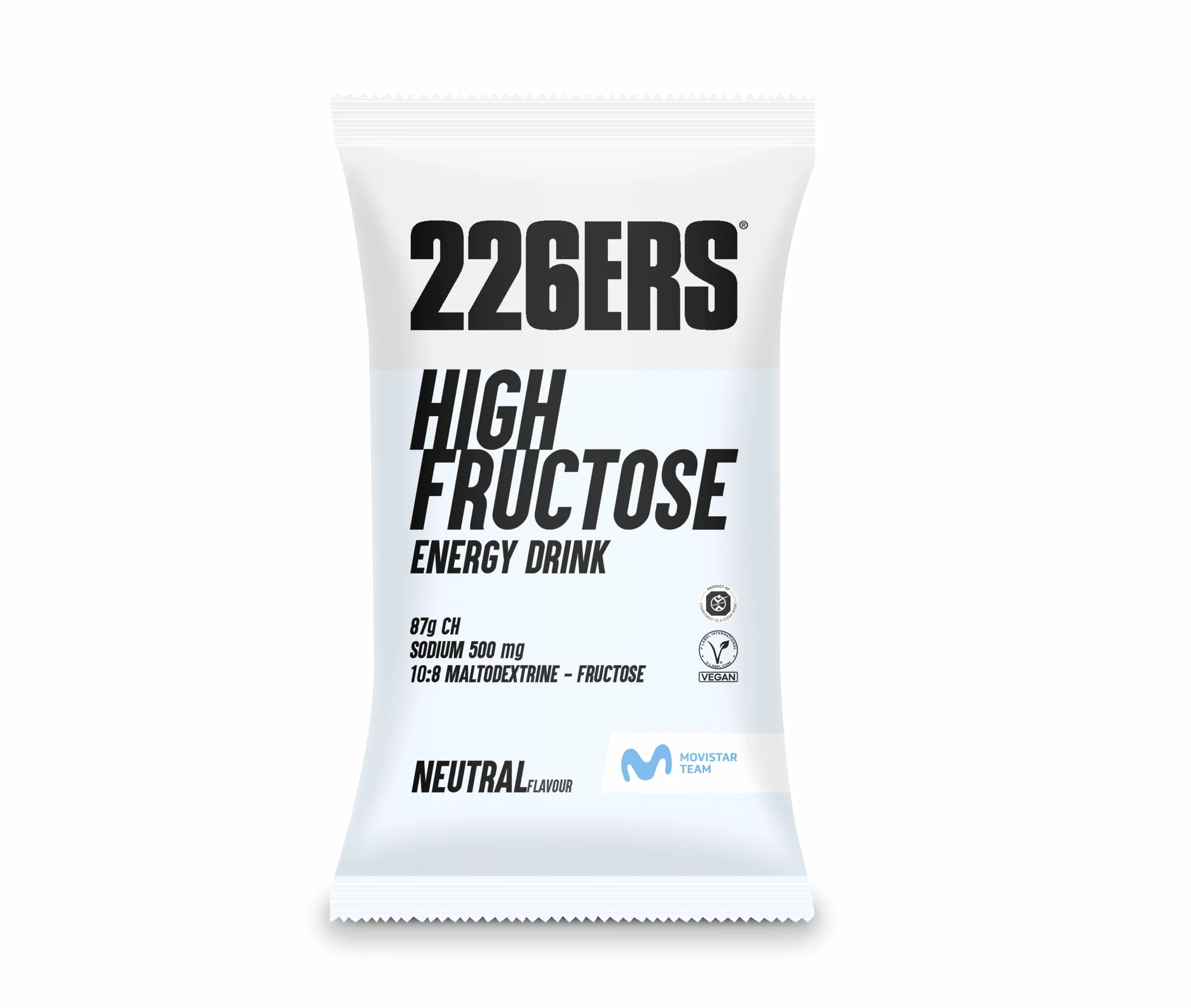 226ERS High Fructose Energy Drink Bebida Energética Deportistas Maltodextrina Fructosa Vegano Sin Gluten Hidratos Carbono Sabor Neutro Estuche 9 Monodosis 90 g