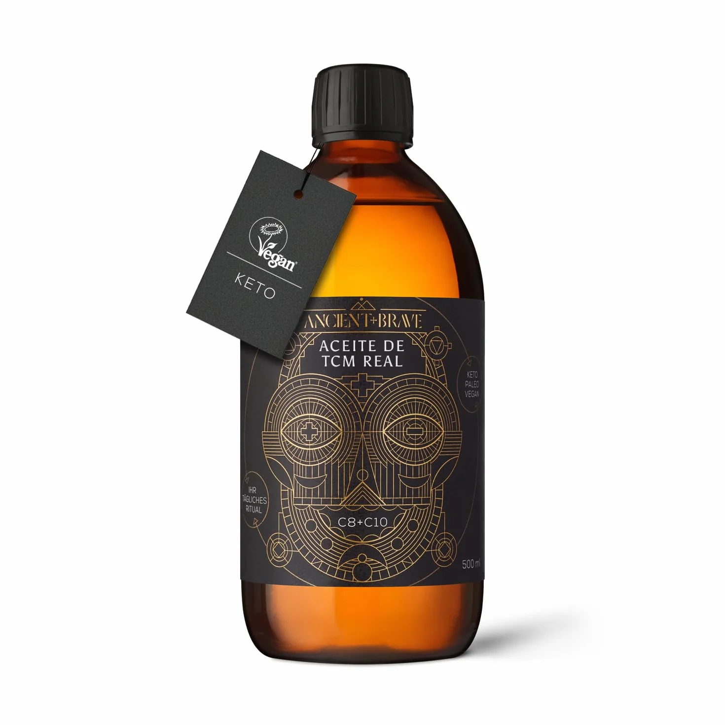 Ancient + Brave True MCT Oil 100% Aceite de Coco MCT Puro 500ml Orgánico C8 C10 Ayuno Keto Paleo Vegano