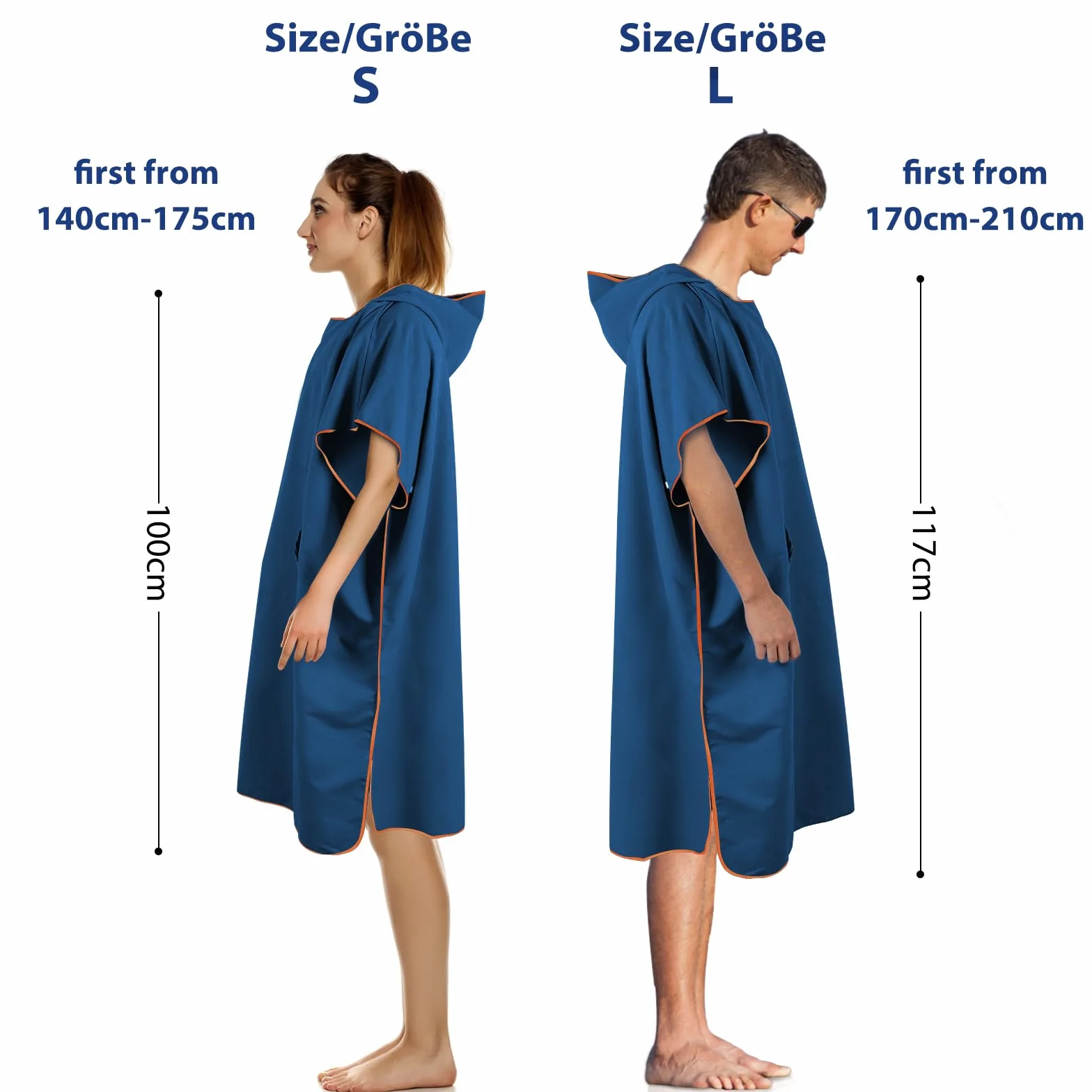 KUOGAS Poncho de Baño para Mujer y Hombre 117x88cm Microfibra Toalla de Playa