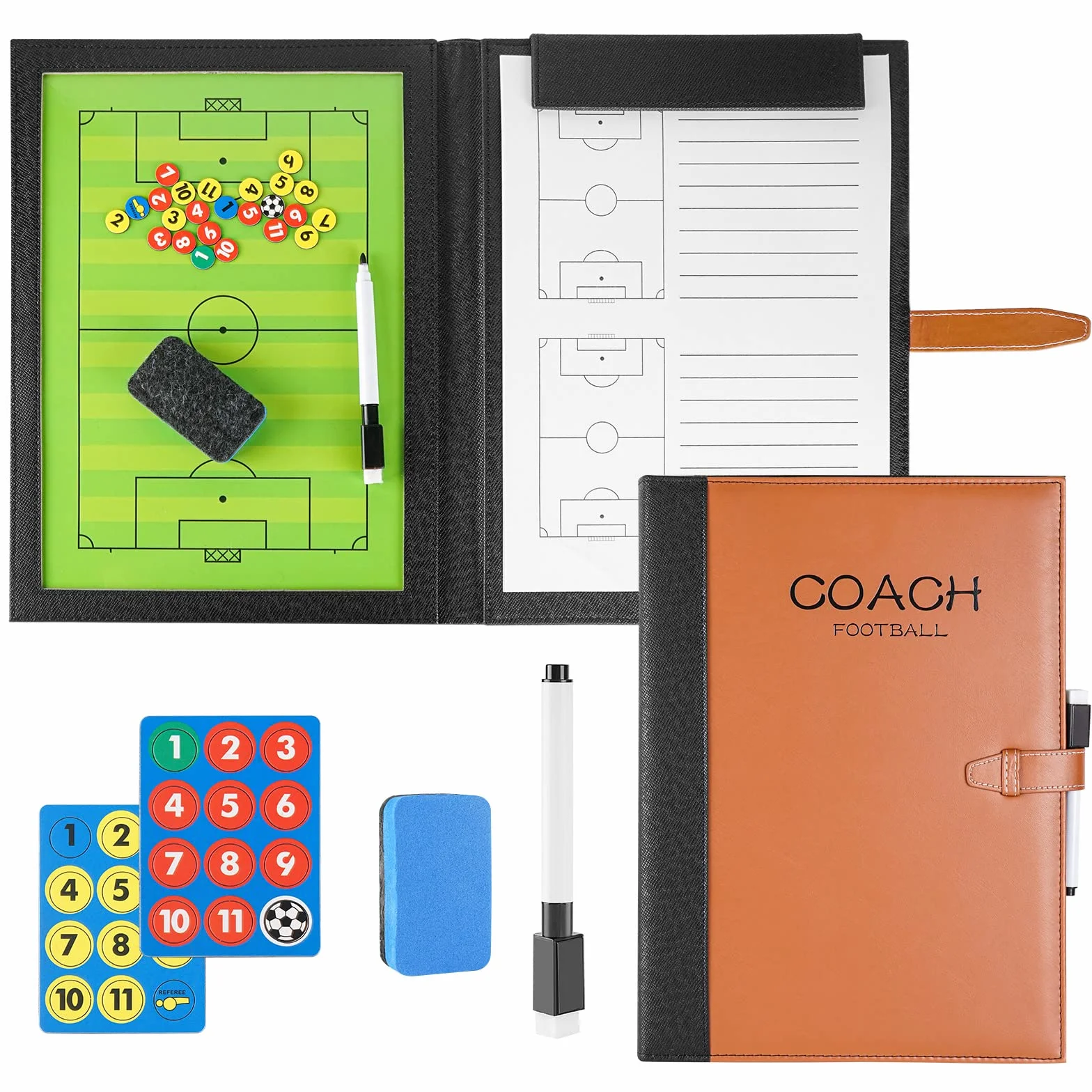 Carpeta Táctica de Fútbol con Imanes, Pizarra Entrenamiento 53x31cm