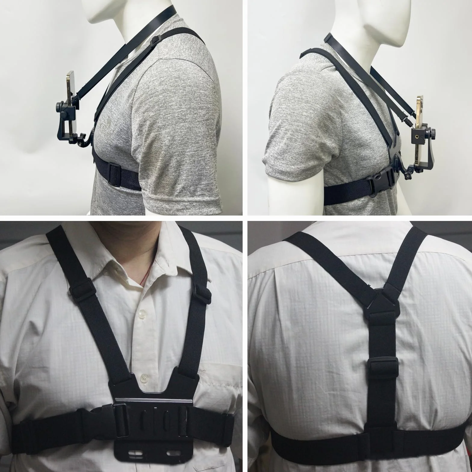 Soporte Móvil Pecho, Pechera para Grabar con Arnés Montaje Correa Compatible GoPro Hero 10 Hero 9 Cámara
