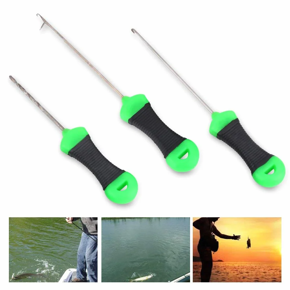 Alomejor Juego de 3 Brocas para Pesca de Carpas, Accesorios Resistentes para Línea de Pesca