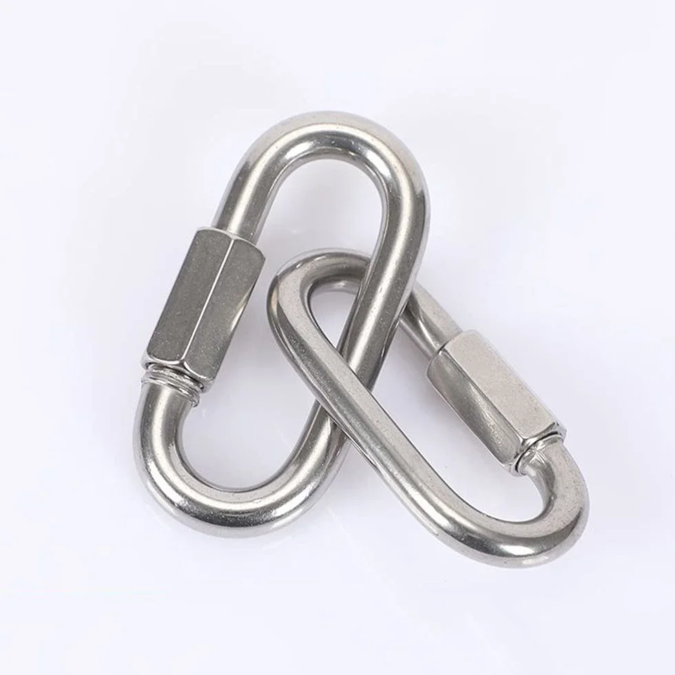 Mosquetón de Acero Inoxidable 304 con Rosca M5/0.2" Maillon Rapide Cadena Rápida para Camping