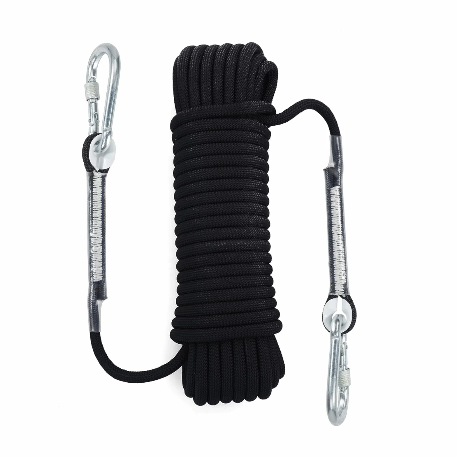 Cuerda de Escalada Estática 8 mm con Mosquetones, Nailon Trenzado, 10M