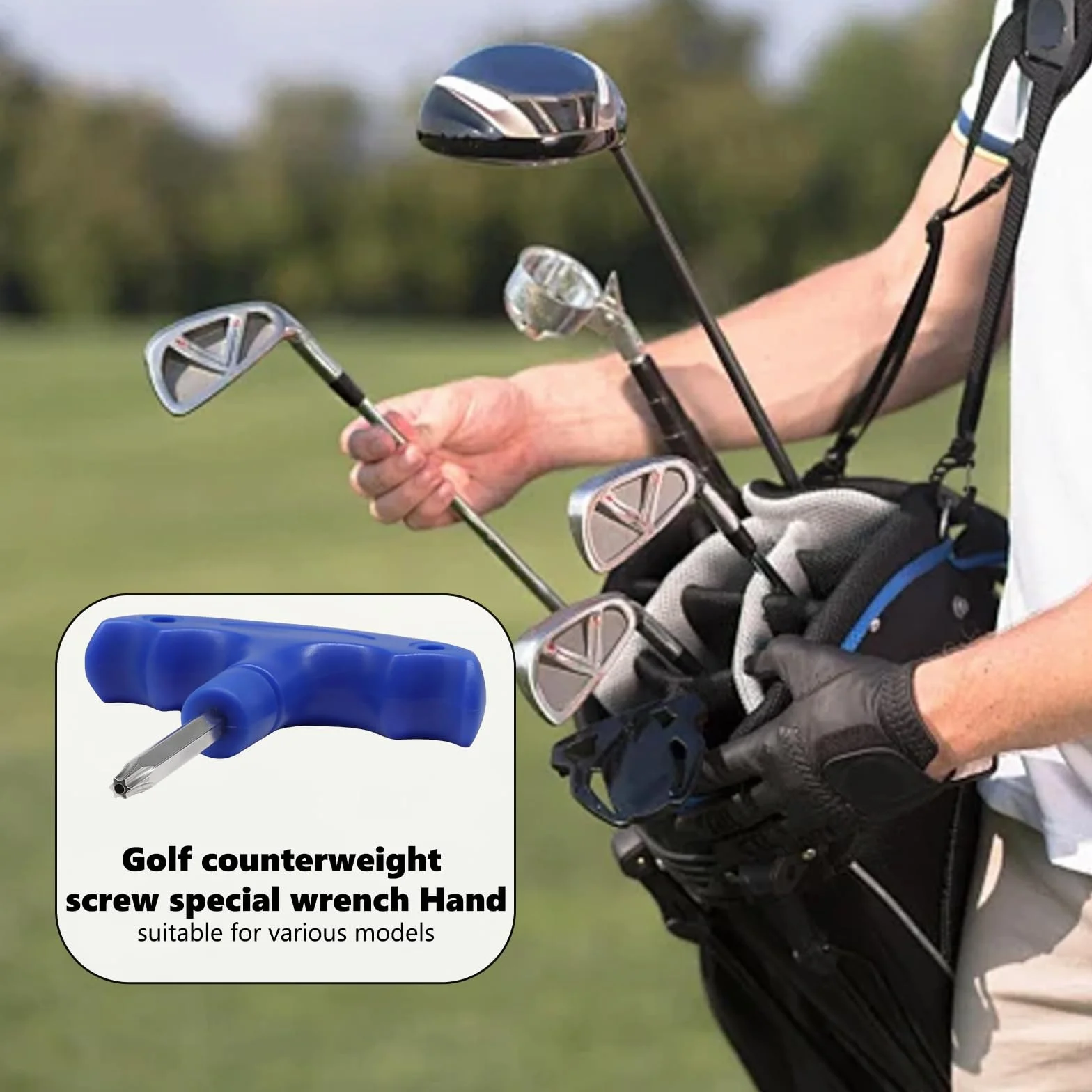 Llave de Golf Ajustable, Herramienta Adaptador de Torque para Driver y Fairway, Azul