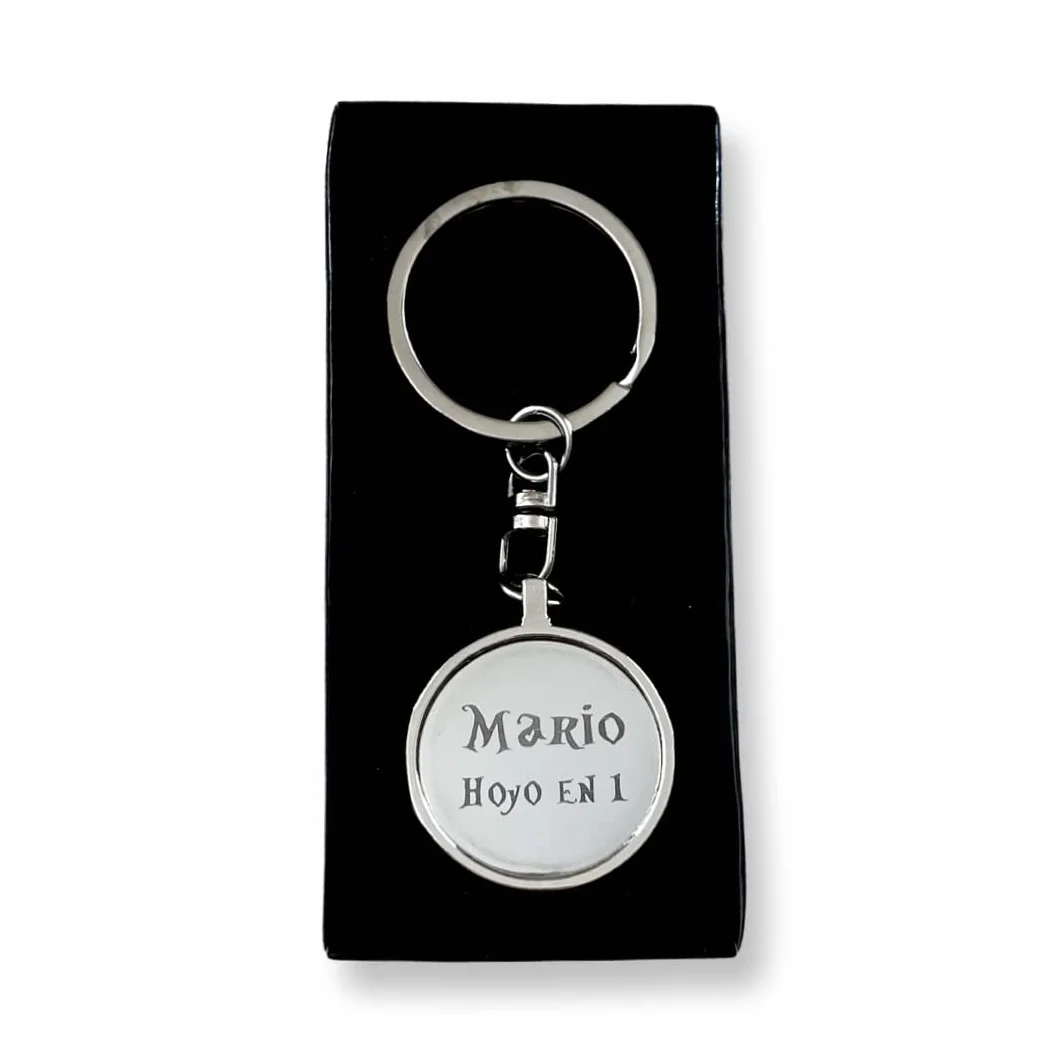 Llavero Personalizado Pelota de Futbol Baloncesto Golf Tenis Grabado Permanente Metal Caja Negra