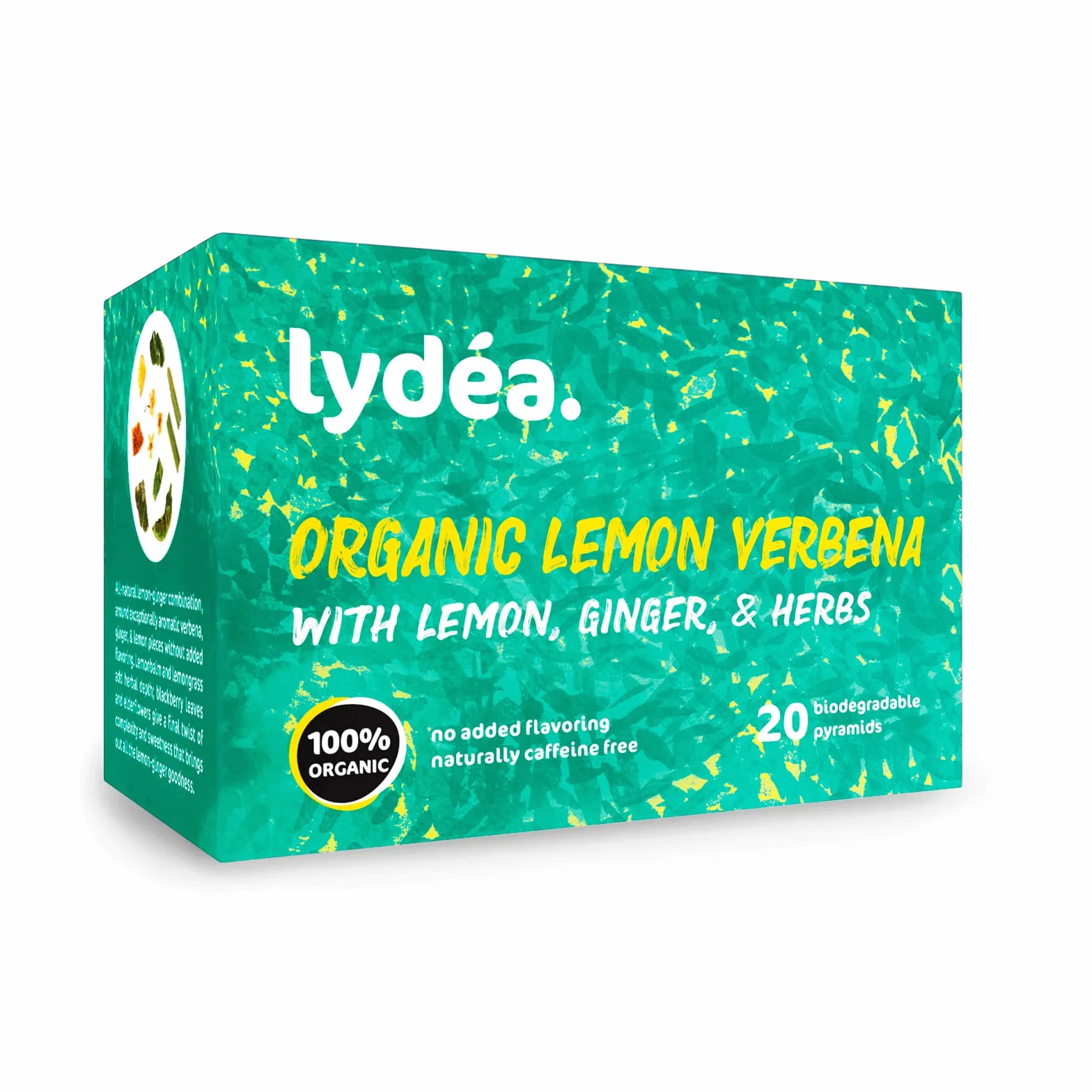 lydéa Lydea - Té de hierbas orgánicas, verbena de limón con limón, jengibre y hierbas, 60 pirámides, paquete de 3 [3 x 20 pirámides]