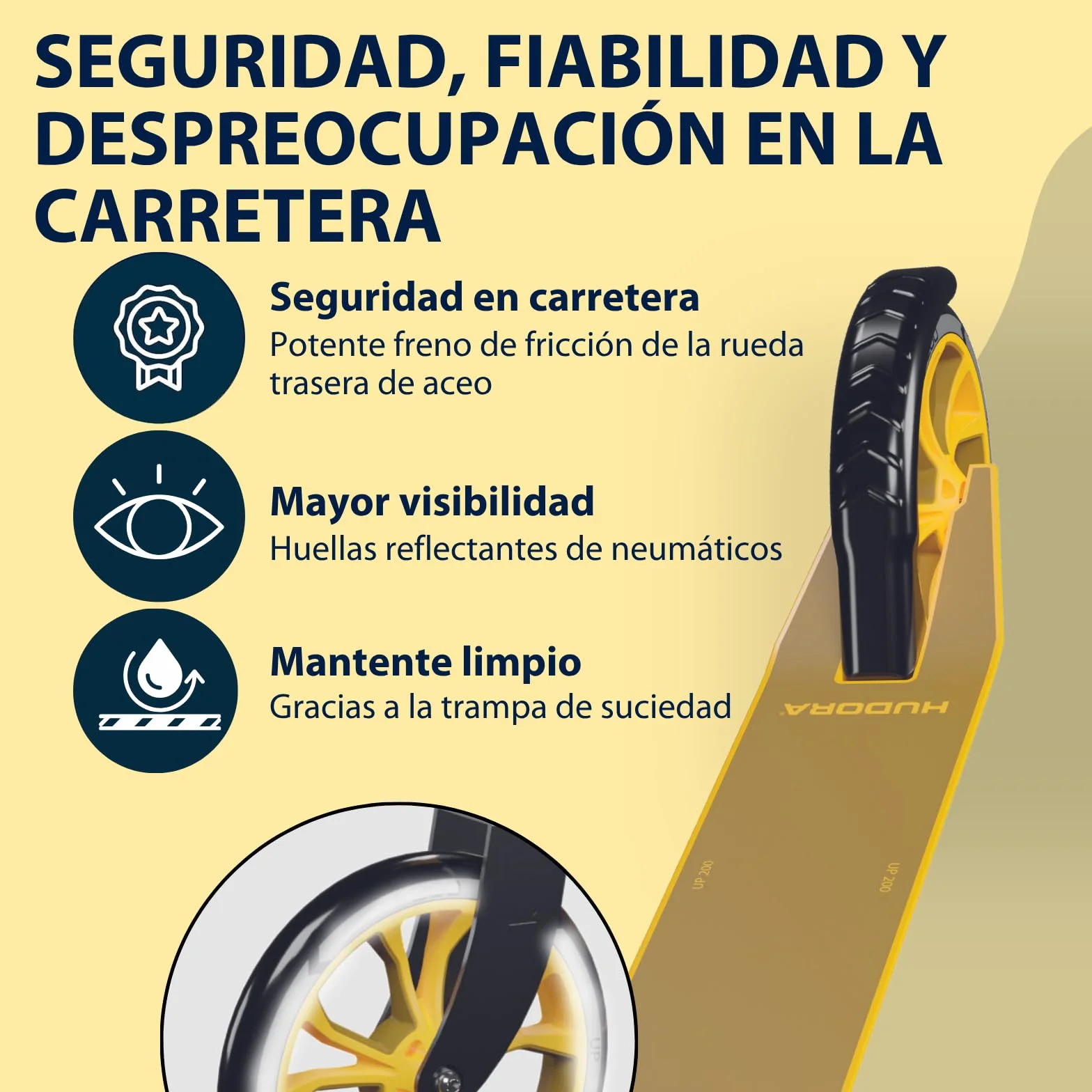 HUDORA Scooter Up 200 Patinete de Aluminio Plegable Ajustable hasta 100 kg