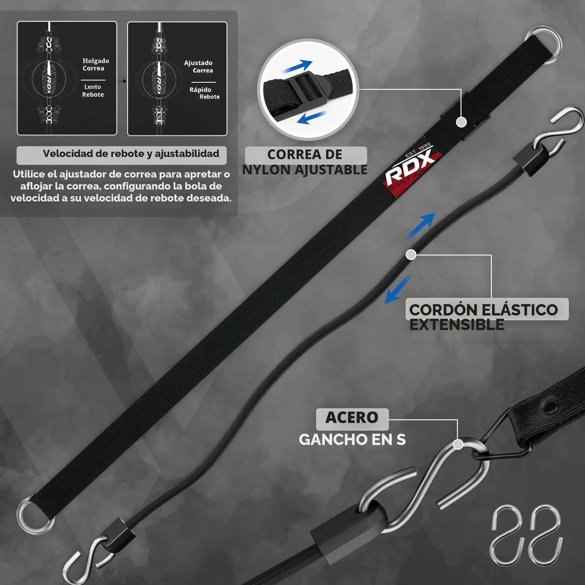 RDX Pelota de Boxeo de Doble Extremo 70 cm con Cuerda Elástica Extensible 48 Pulgadas
