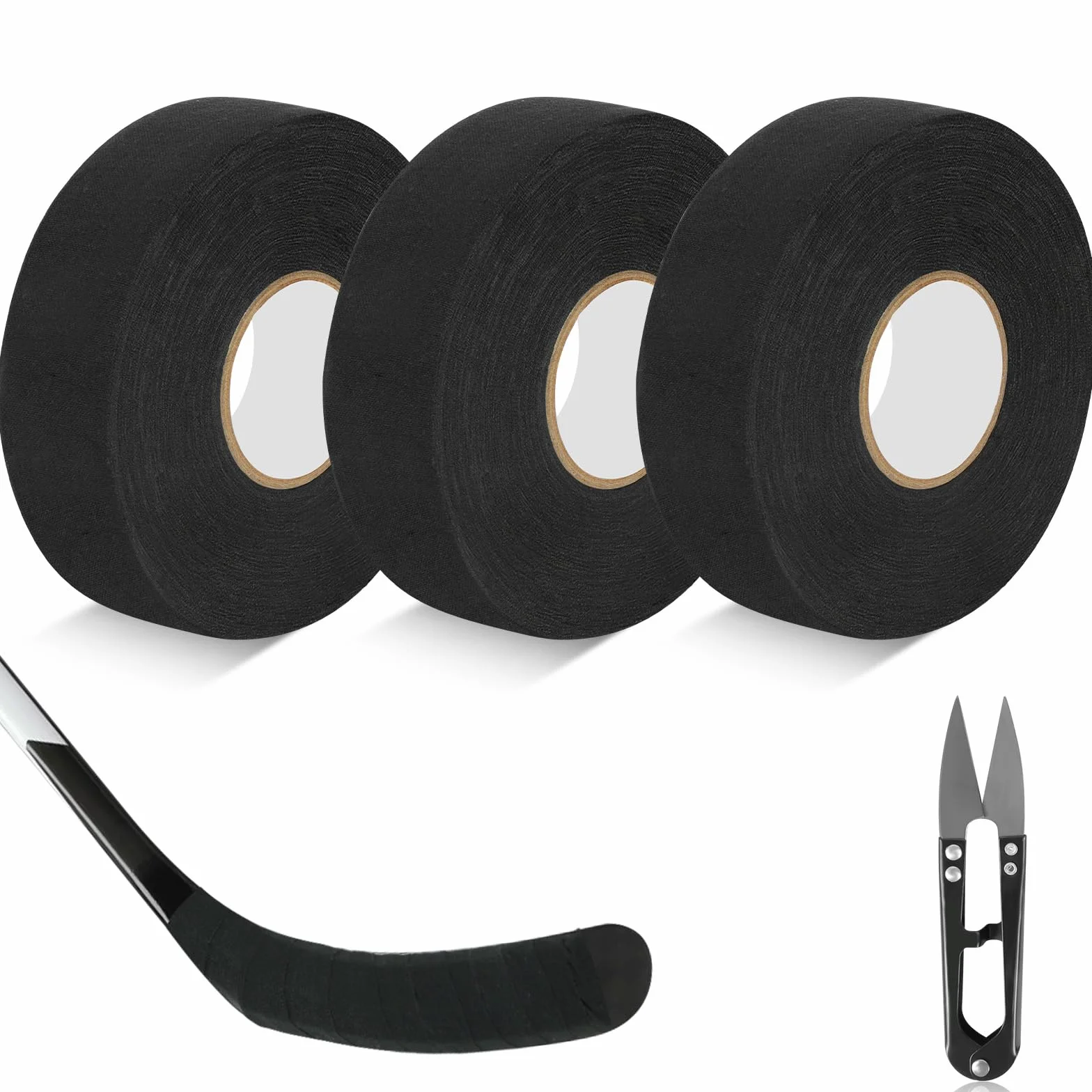 Cinta de Hockey Autoadhesiva para Palo con Tijeras, para Raqueta, Golf, Bádminton y Béisbol