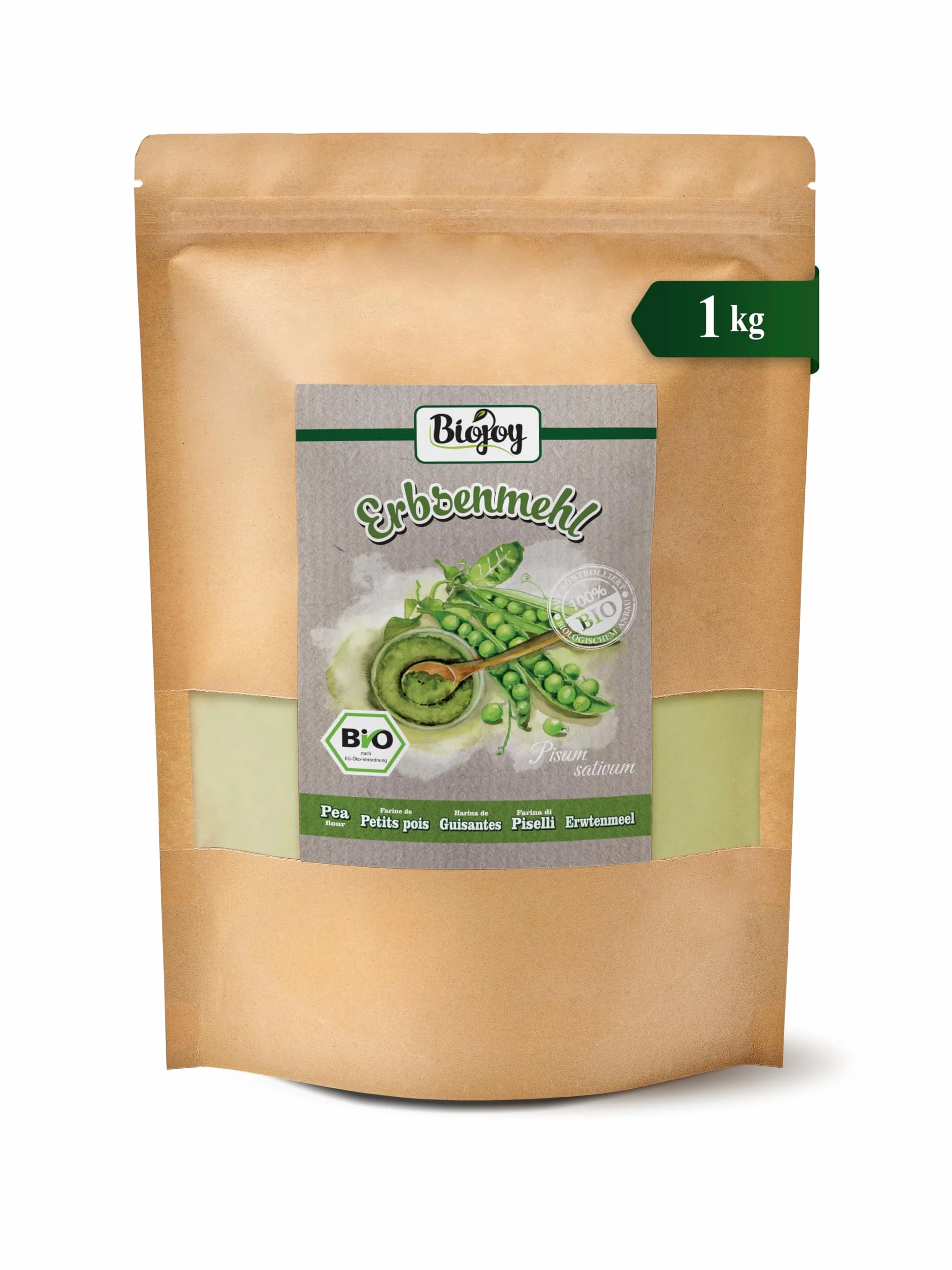 Biojoy Harina de Guisantes BÍO (1 kg), molida y sin aditivos