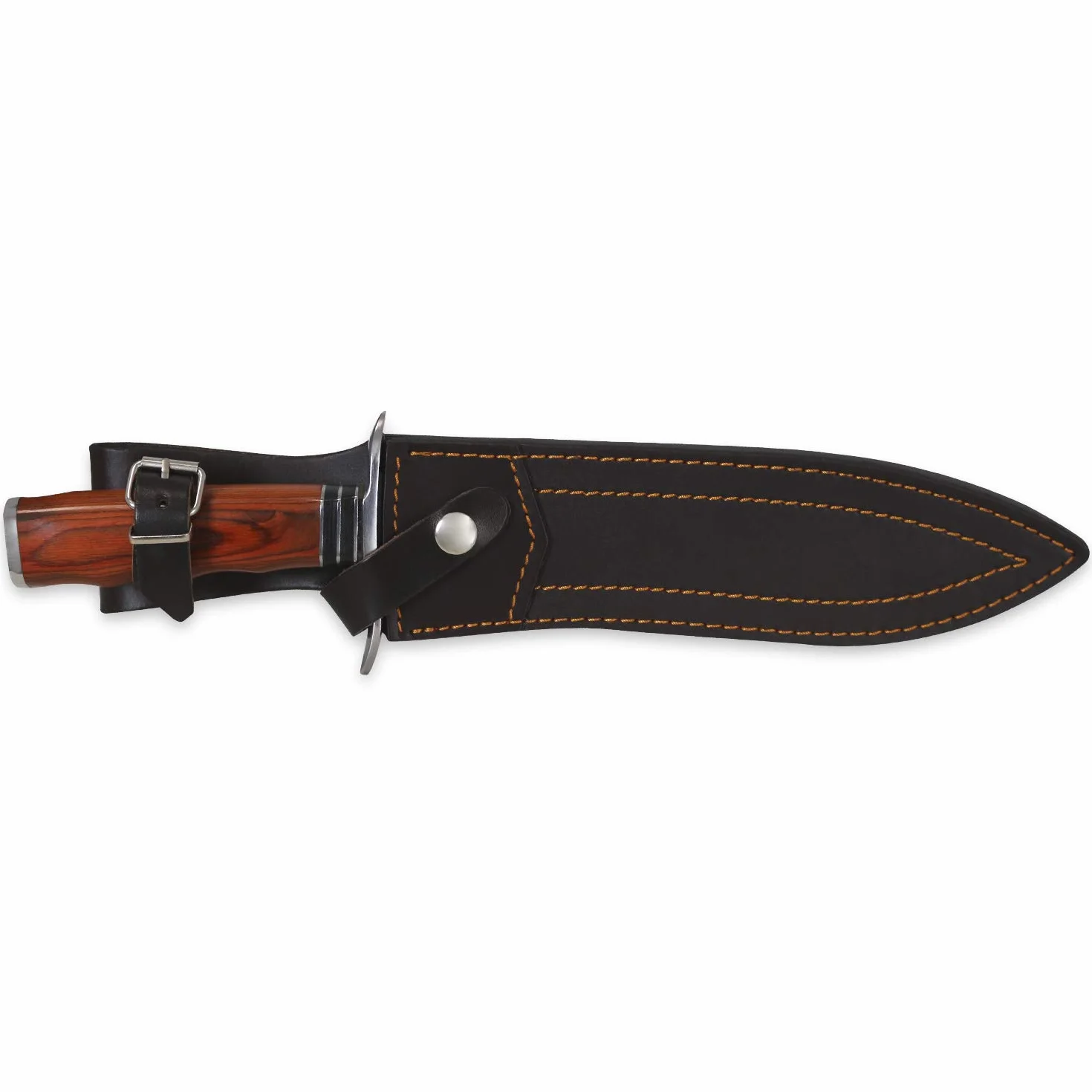 iFIELD Camper Cuchillo de caza deportivo EL29011, mango Stamina, 37 cm, hoja 23,5 cm, virola acero, funda piel marrón