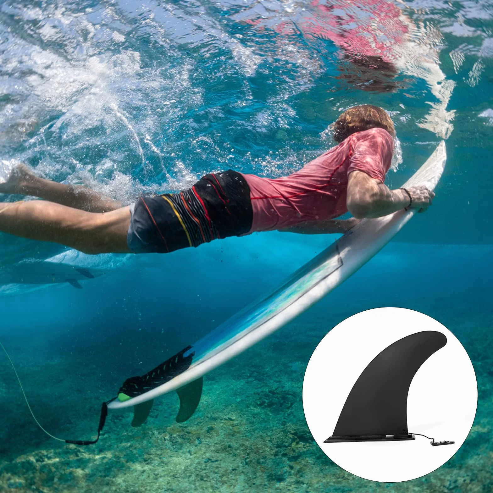 APOMOONS Removible Universal Quilla Paddle Surf 9 Pulgadas Reforzado Aleta Sup Fin Accesorios