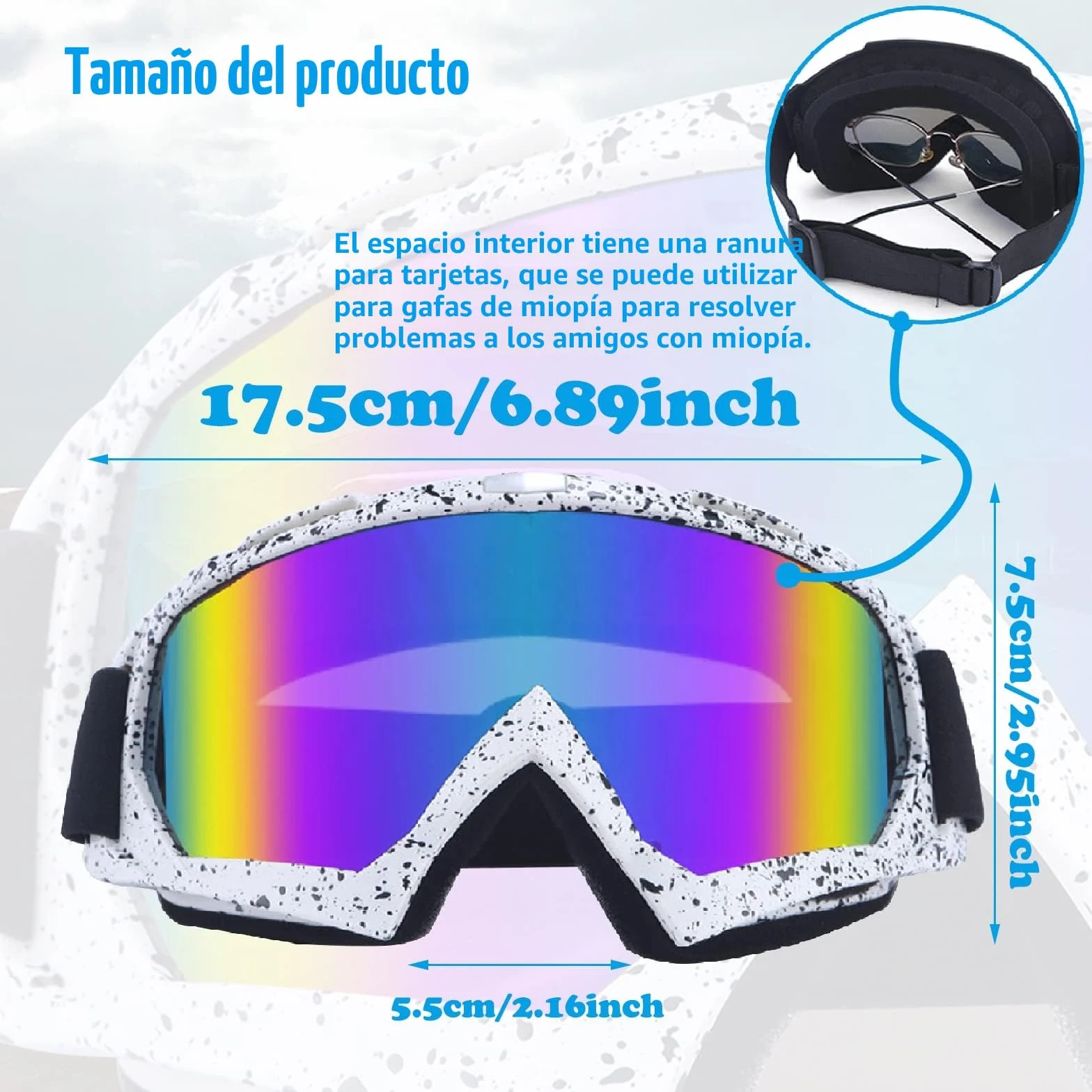 Gafas Snowboard Espejo, Gafas Esqui Mujer Hombre, Protección UV Antivaho Rellenas Espuma Deportes Aire Libre