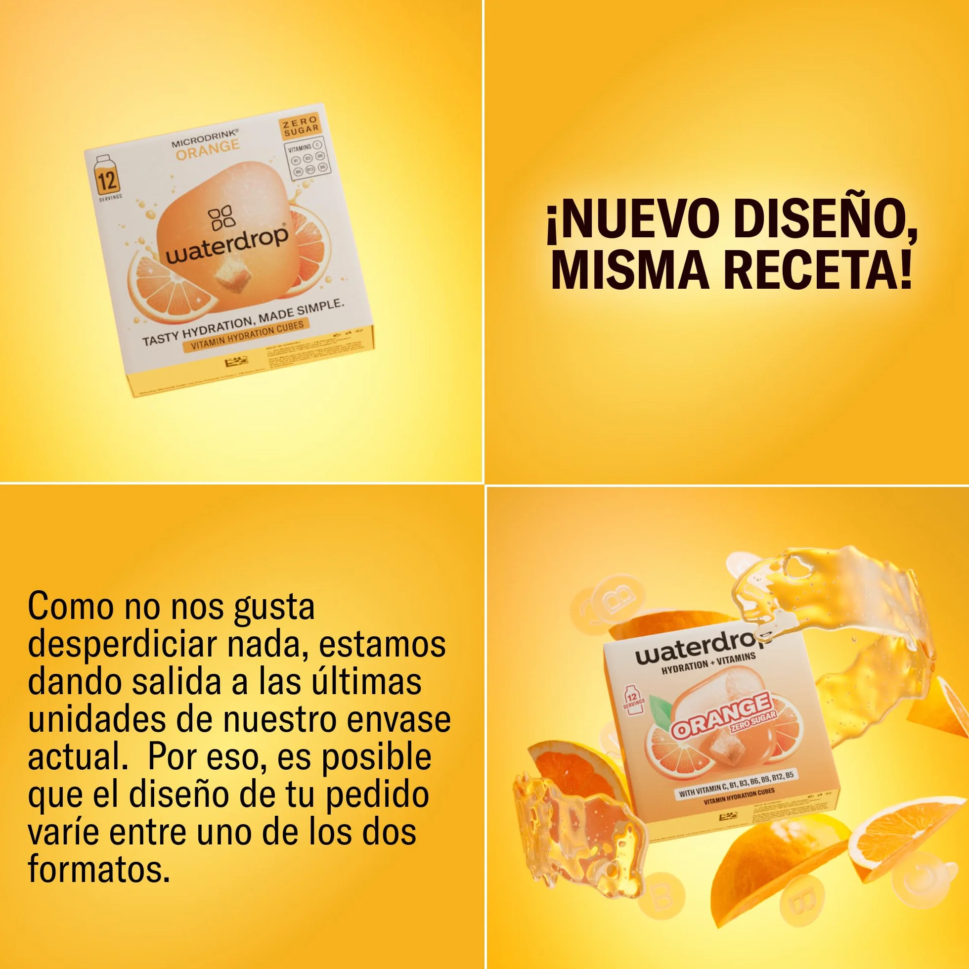 waterdrop® Mix Sabores de Frutas, 36 Pastillas Saborizantes Para Agua, Bebidas Sin Azúcar, Sabores Agua: Naranja, Limón, Pomelo, Refresco Instantaneo, Sobres