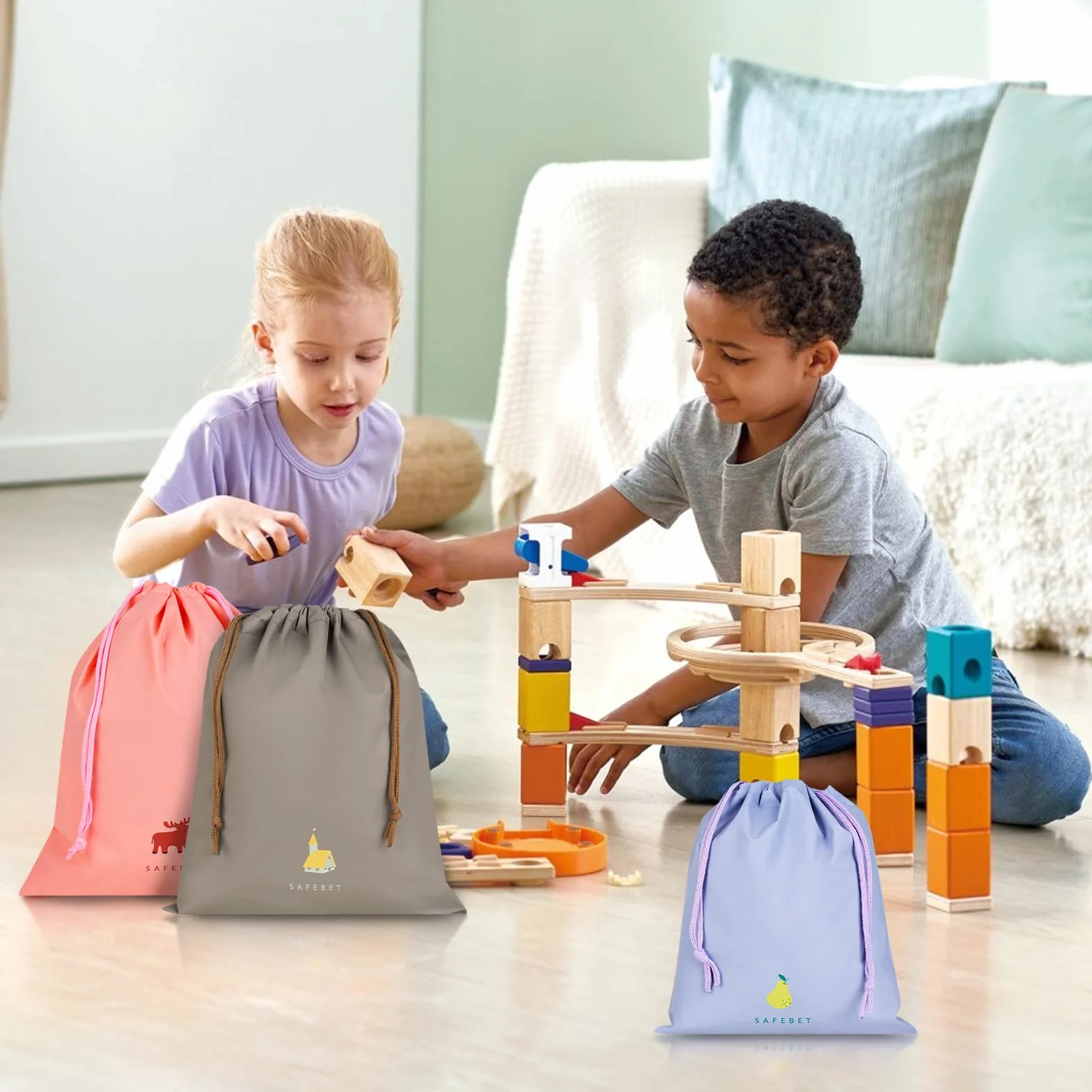 Annhao Bolsa Impermeable con Cordón, 10 Pcs Bolsas de Almacenamiento de Viaje para Ropa, Zapatos