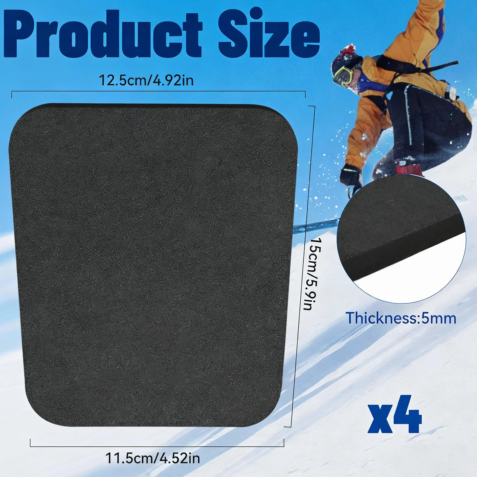 Protector de Tibias para Esquí 4 Piezas Espinilleras Recortables Engrosadas