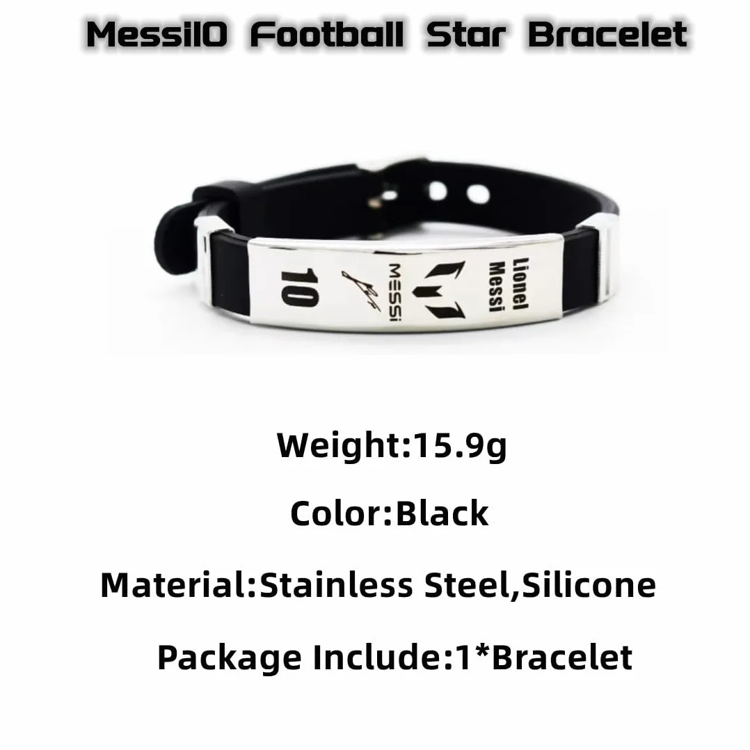 Pulsera personalizada de fútbol Messi10 silicona acero inoxidable regalo fanáticos