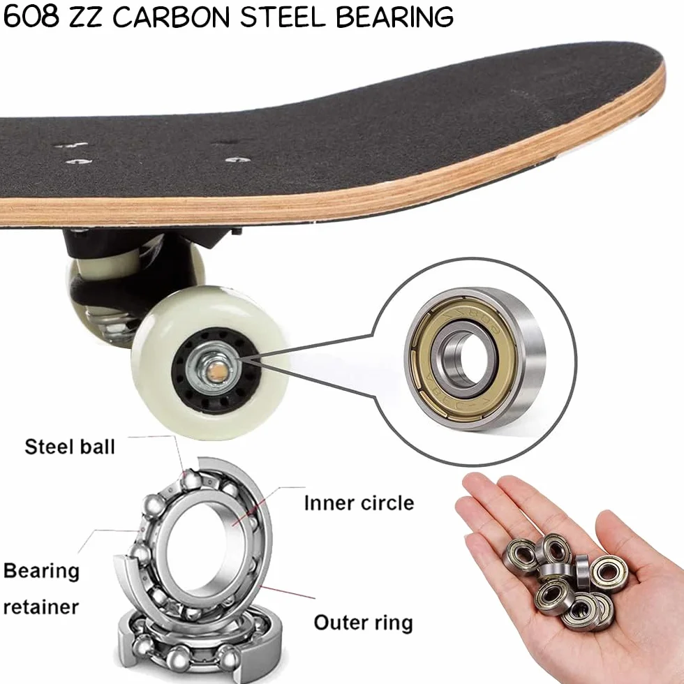Rodamiento 608ZZ, Rodamientos Skate, Rodamientos De Bolas 608ZZ, 4 Pcs