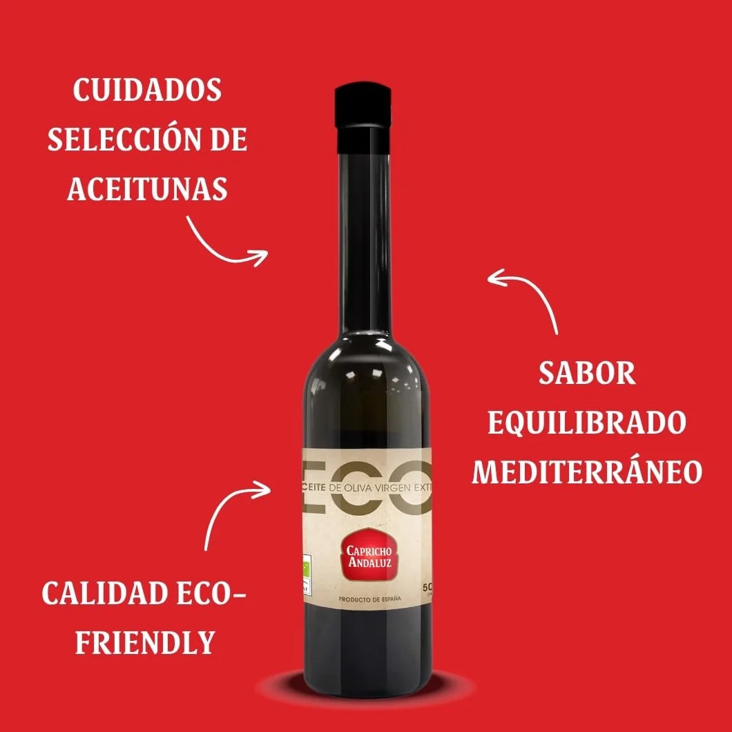 Capricho Andaluz - Aceite de Oliva Virgen Extra Estuche Eco Gourmet de 500 ml, Aporta un Sabor Único a tus Platos con un Formato Exclusivo para Regalar