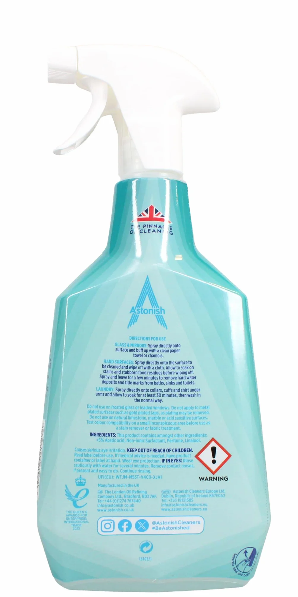 Astonish Spray de limpieza multiusos con vinagre blanco, potente limpieza para superficies, aroma de gardenia y vainilla, 750 ml
