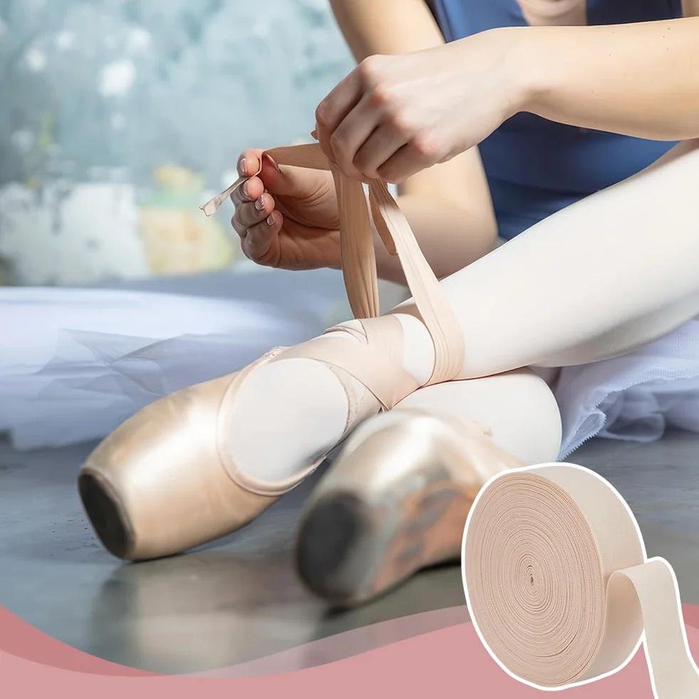 OLYCRAFT 20 m Ballet elástico Punta zapato 22 mm Satén Stretch Cinta Rodillo
