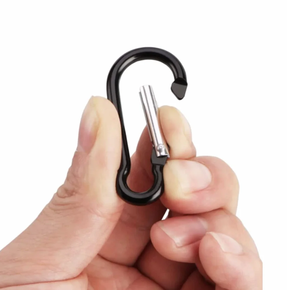 Mosquetón de aleación de aluminio negro 100 unidades mini llaveros para camping